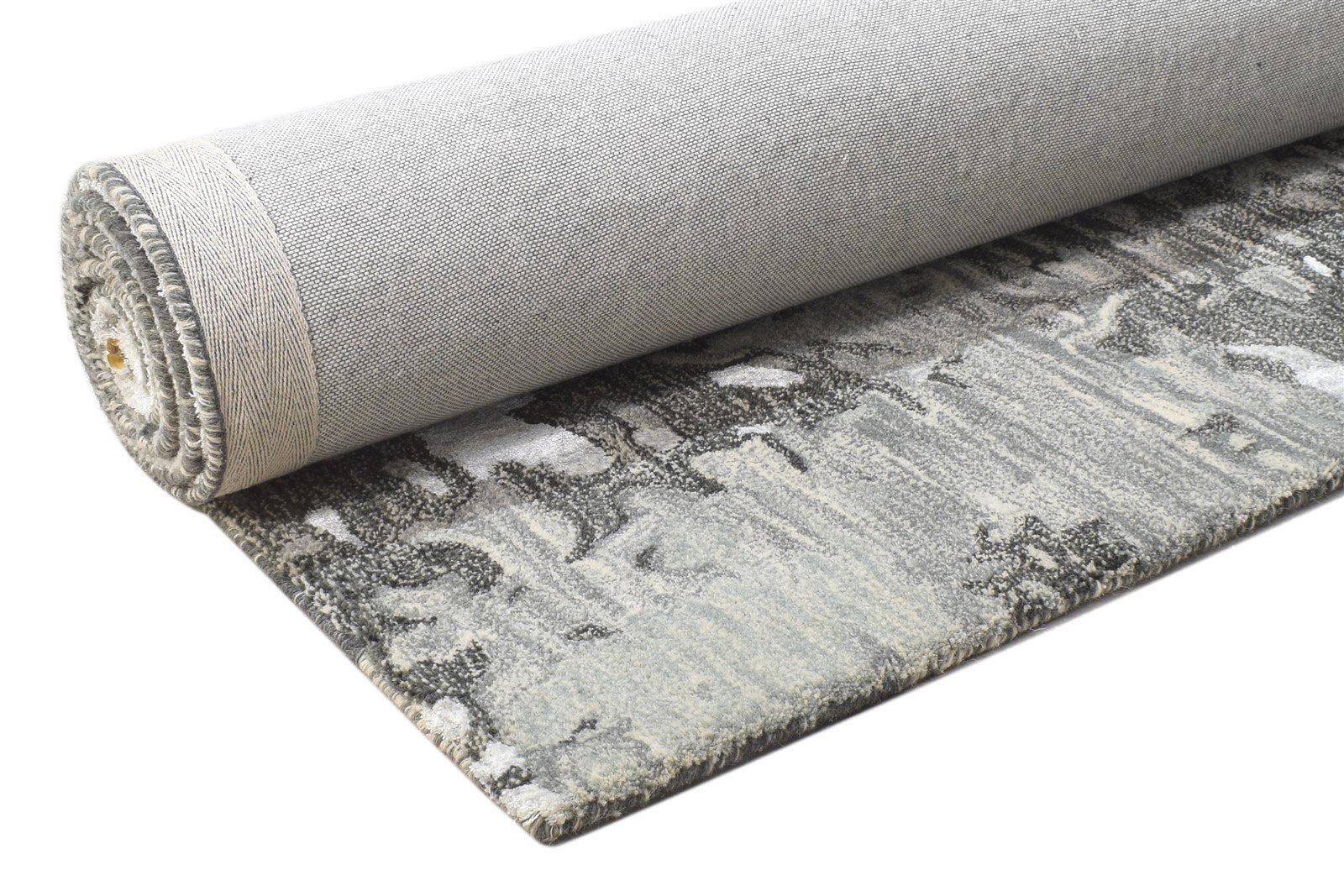 Hand Tufted Grey Wool Rug 5' X 8' Modern Scandinavian Abstract Room Size Carpet 7864108548245