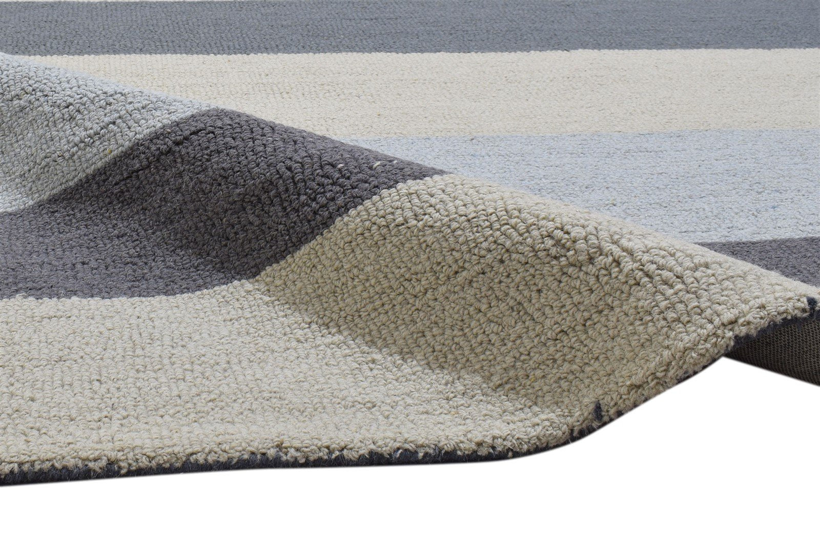 Hand Tufted Grey Wool Rug 5' X 8' Modern Scandinavian Striped Room Size Carpet 7860706443413