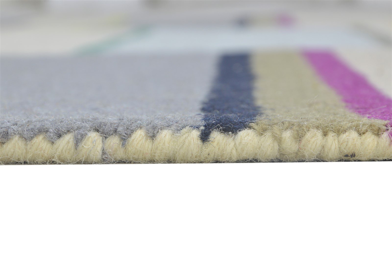 Hand Tufted Grey Wool Rug 5' X 8' Modern Scandinavian Striped Room Size Carpet 7864282054805