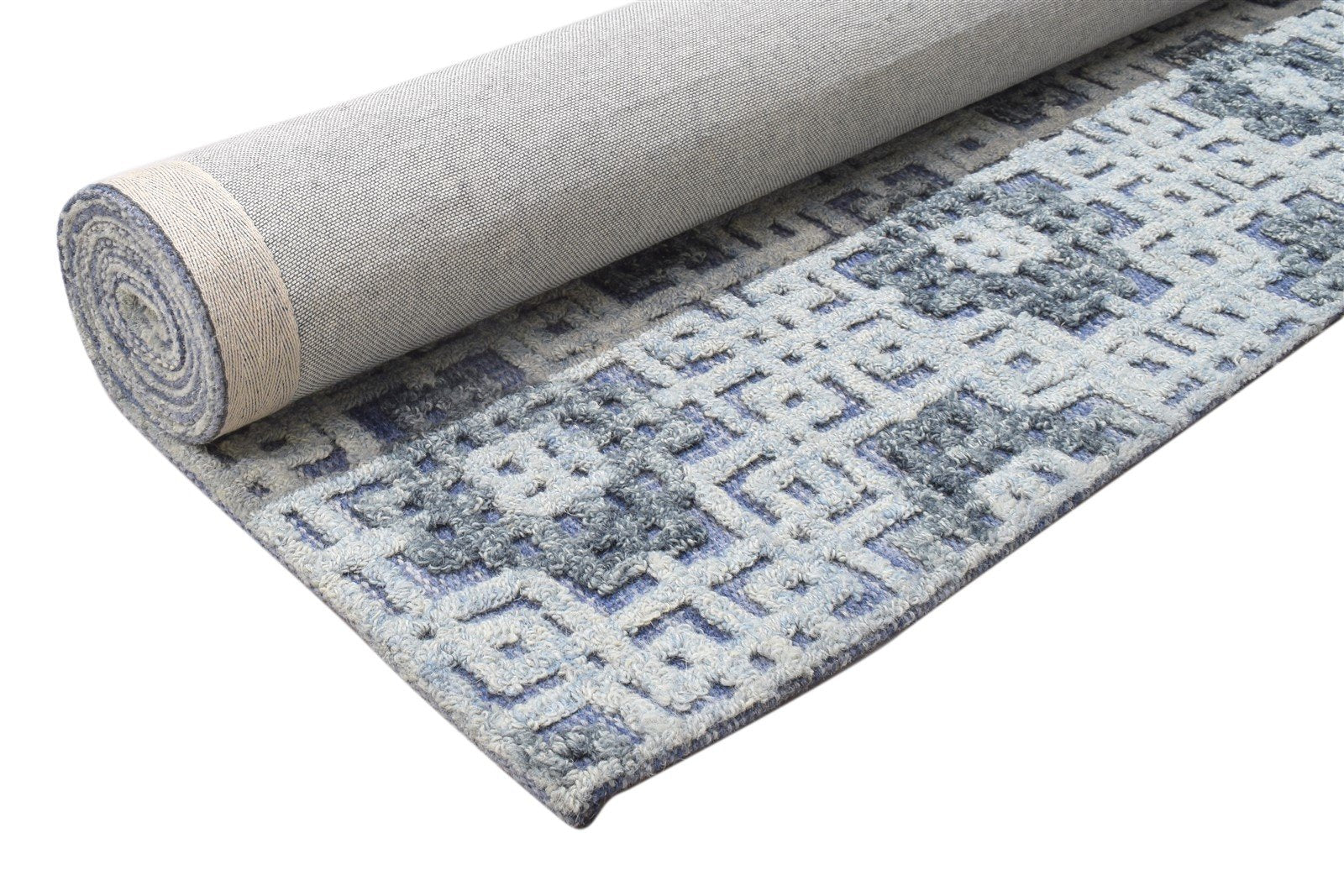 Hand Tufted Grey Wool Rug 5' X 8' Modern Scandinavian Trellis Room Size Carpet 7864094064789
