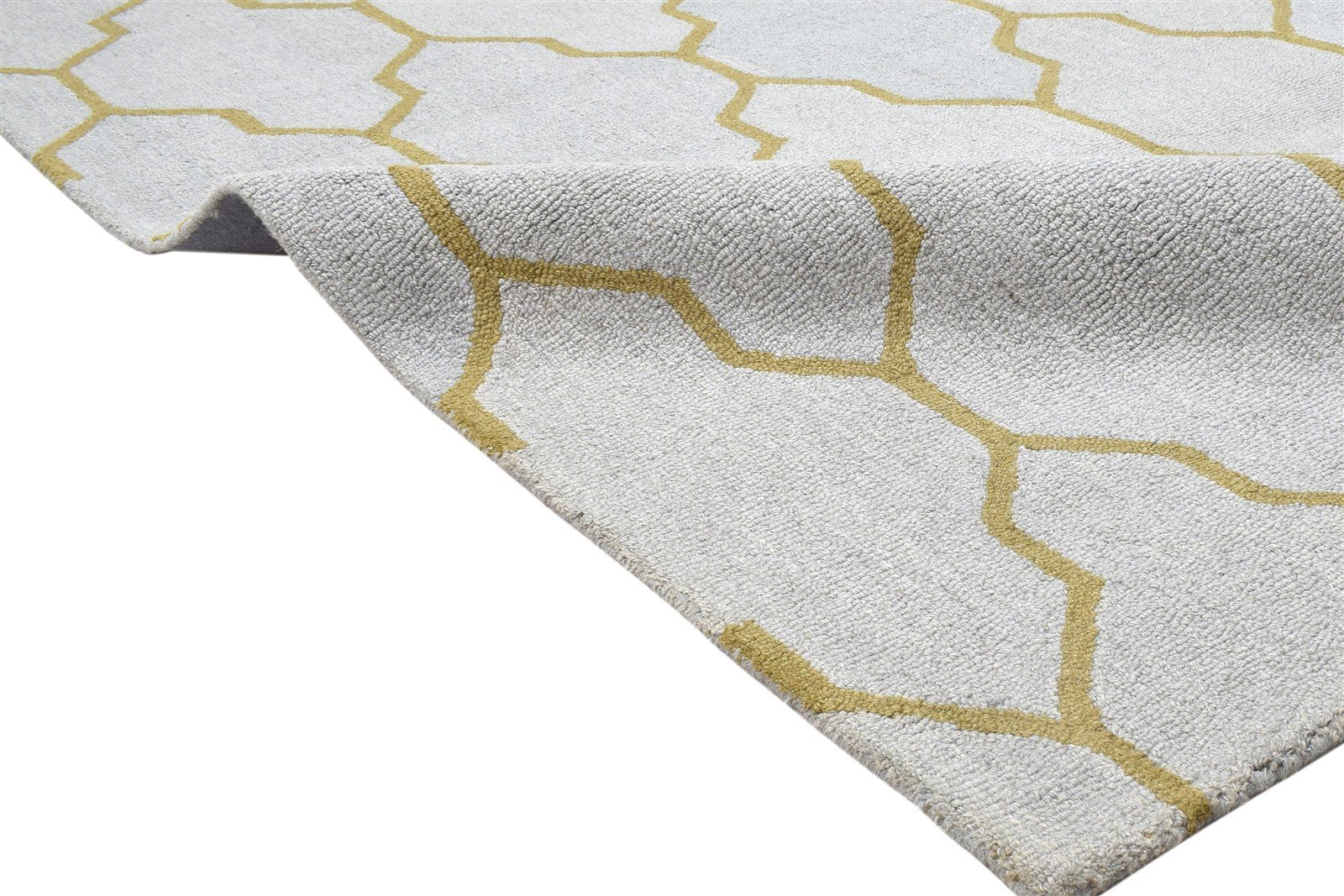 Hand Tufted Grey Wool Rug 5' X 8' Modern Scandinavian Trellis Room Size Carpet 7864097210517