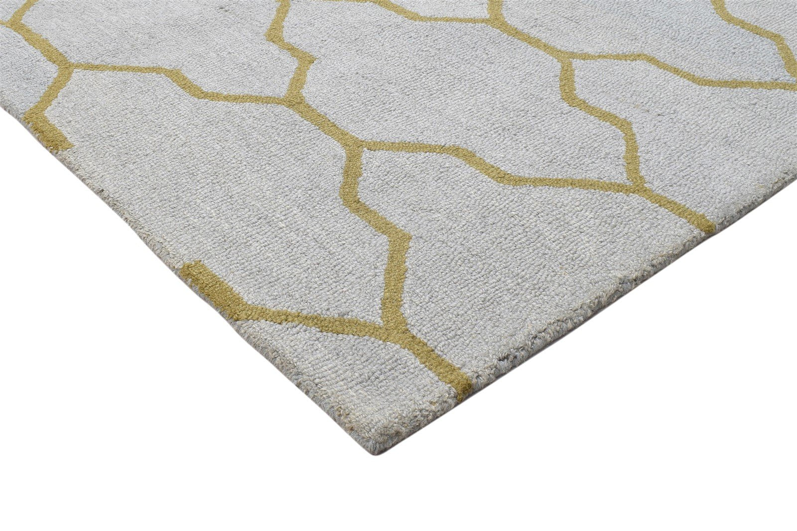 Hand Tufted Grey Wool Rug 5' X 8' Modern Scandinavian Trellis Room Size Carpet 7864097210517