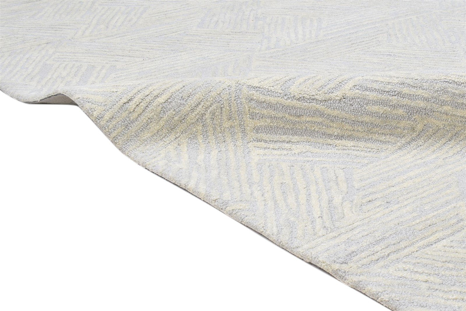 Hand Tufted Grey Wool Rug 5' X 8' Modern Scandinavian Triangles Room Size Carpet 7864093573269