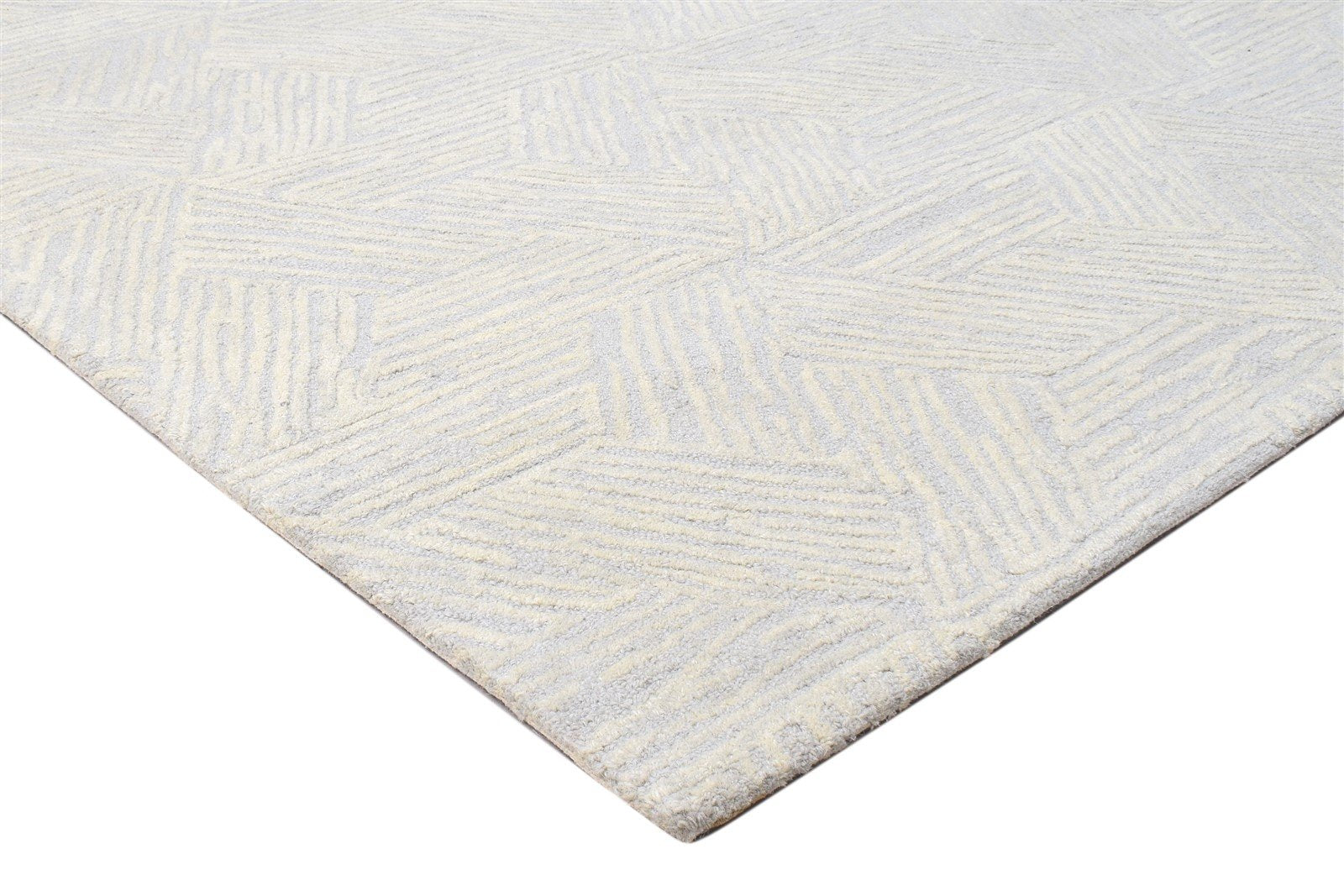 Hand Tufted Grey Wool Rug 5' X 8' Modern Scandinavian Triangles Room Size Carpet 7864093573269