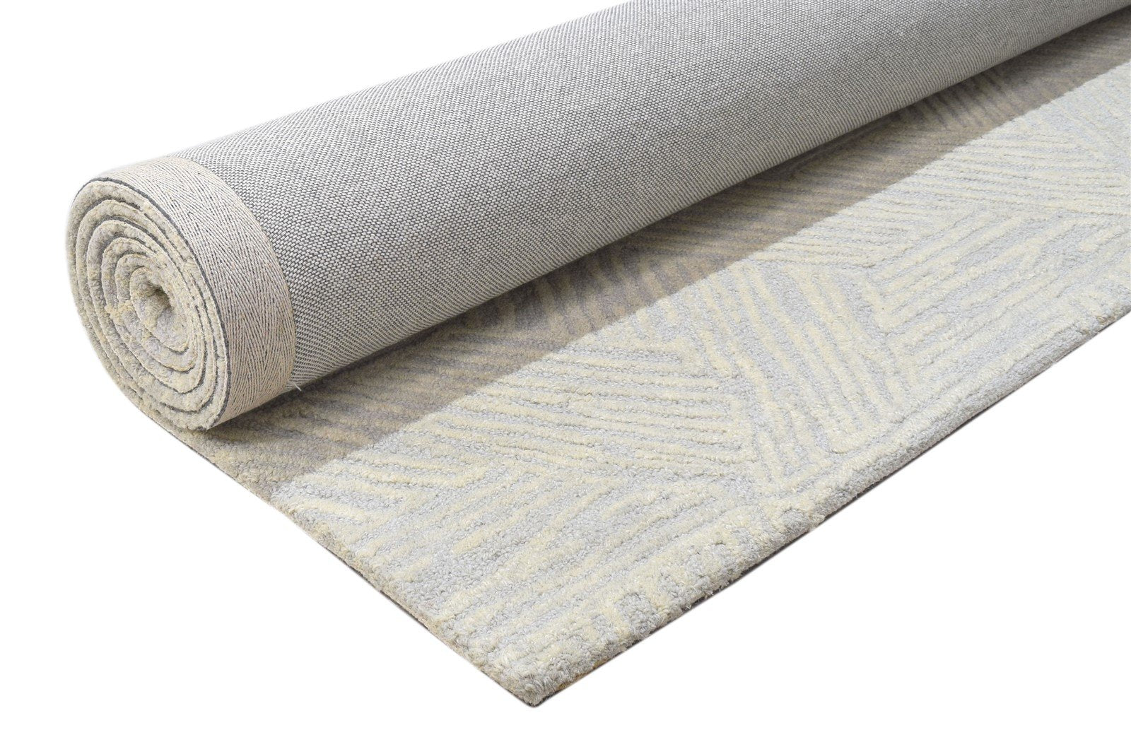 Hand Tufted Grey Wool Rug 5' X 8' Modern Scandinavian Triangles Room Size Carpet 7864093573269