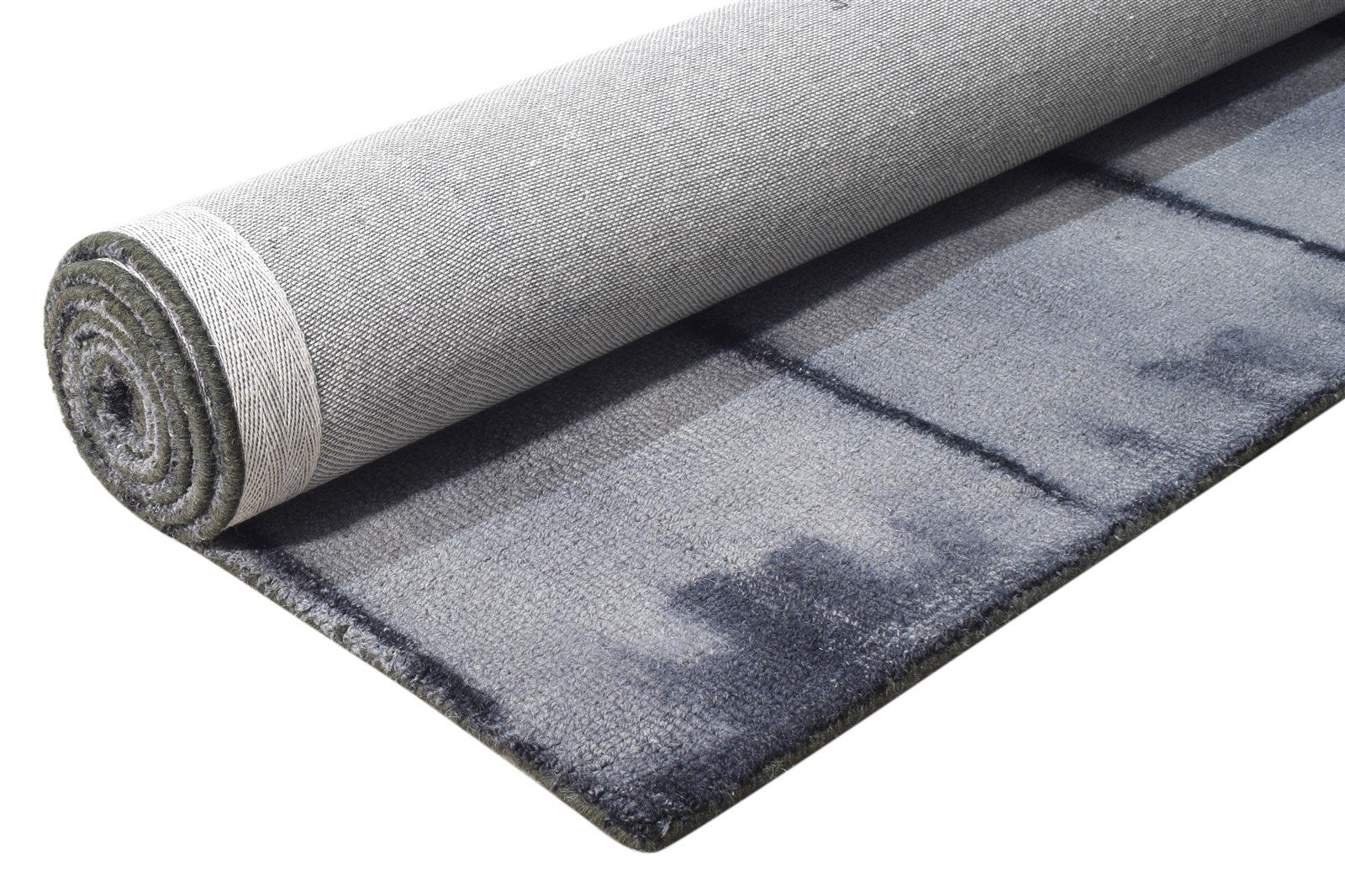 Shalna Hand Tufted Grey Wool Rug 5' X 8' Modern Shibori Tie Dye 7865203556501