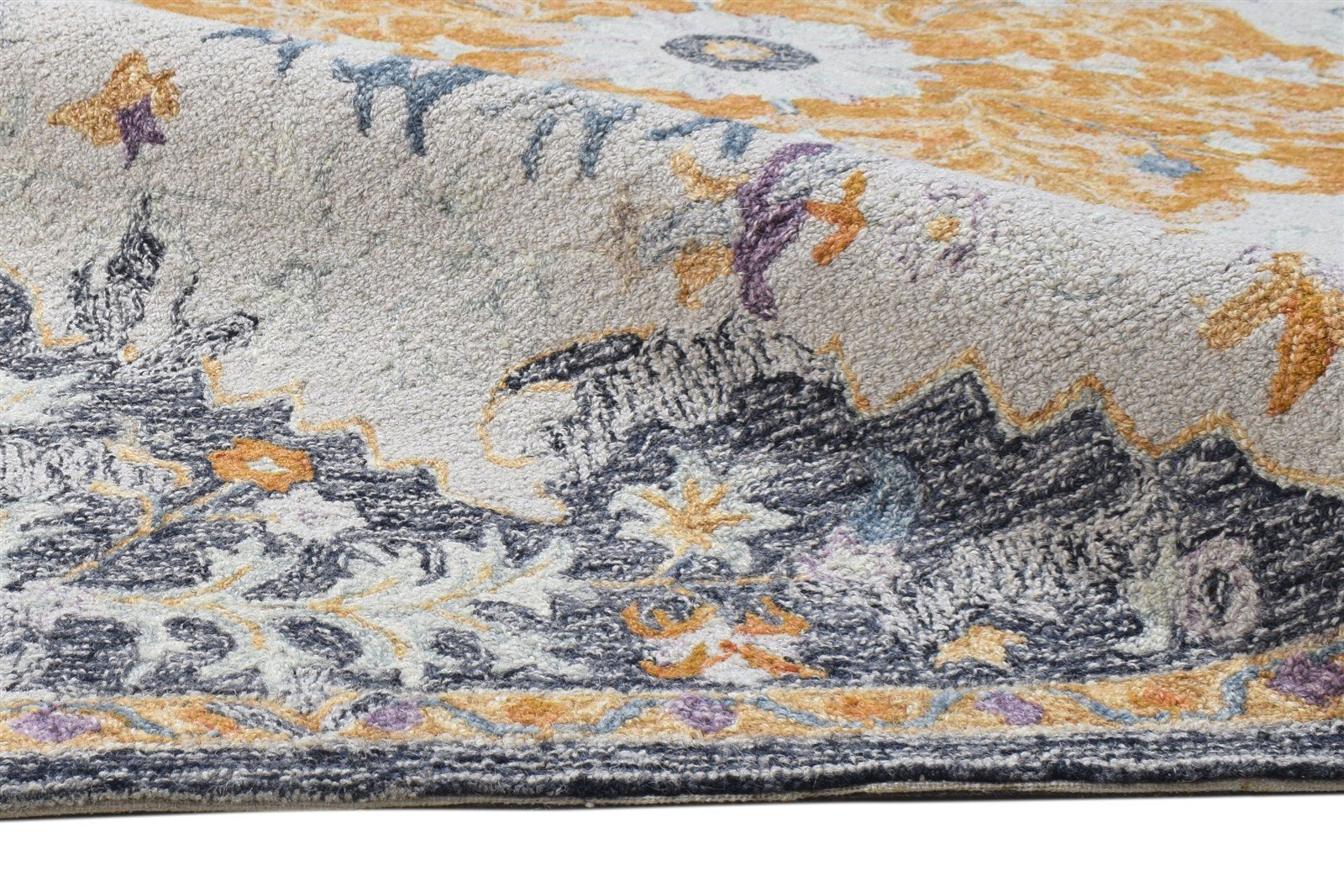 Hand Tufted Grey Wool Rug 5' X 8' Persian Nain Medallion Room Size Carpet 7864093343893