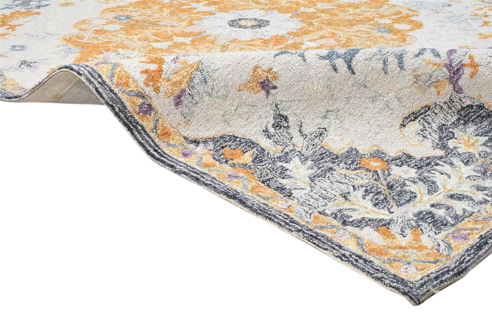 Hand Tufted Grey Wool Rug 5' X 8' Persian Nain Medallion Room Size Carpet 7864093343893