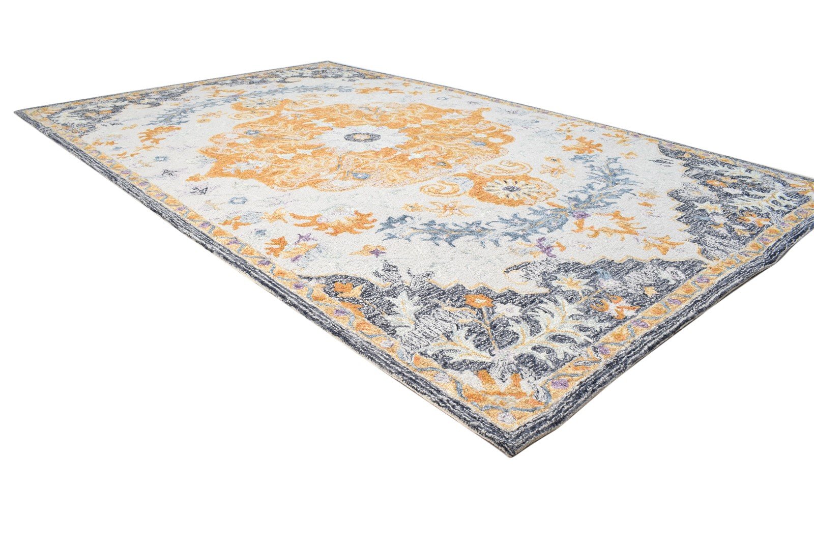 Hand Tufted Grey Wool Rug 5' X 8' Persian Nain Medallion Room Size Carpet 7864093343893
