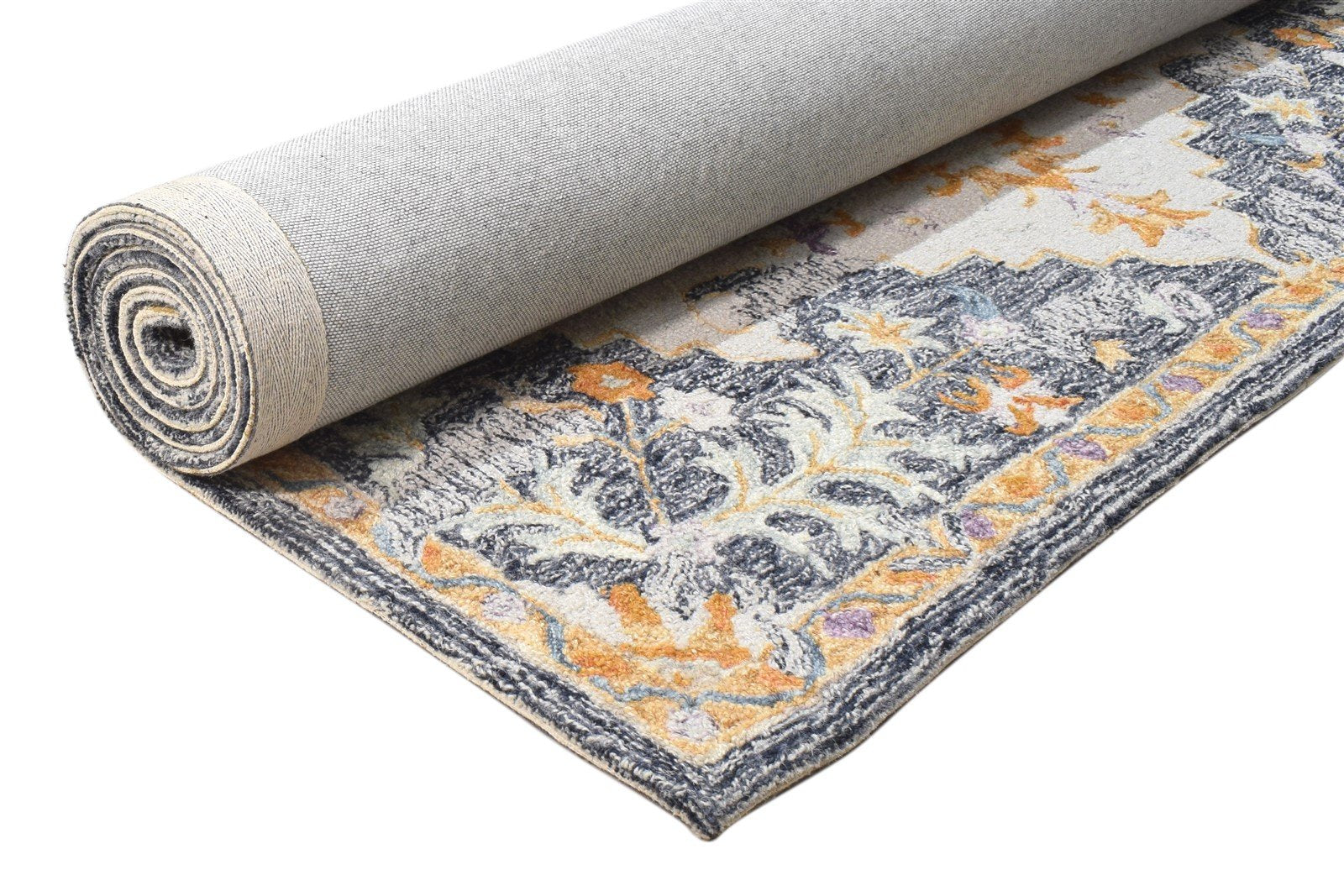 Hand Tufted Grey Wool Rug 5' X 8' Persian Nain Medallion Room Size Carpet 7864093343893