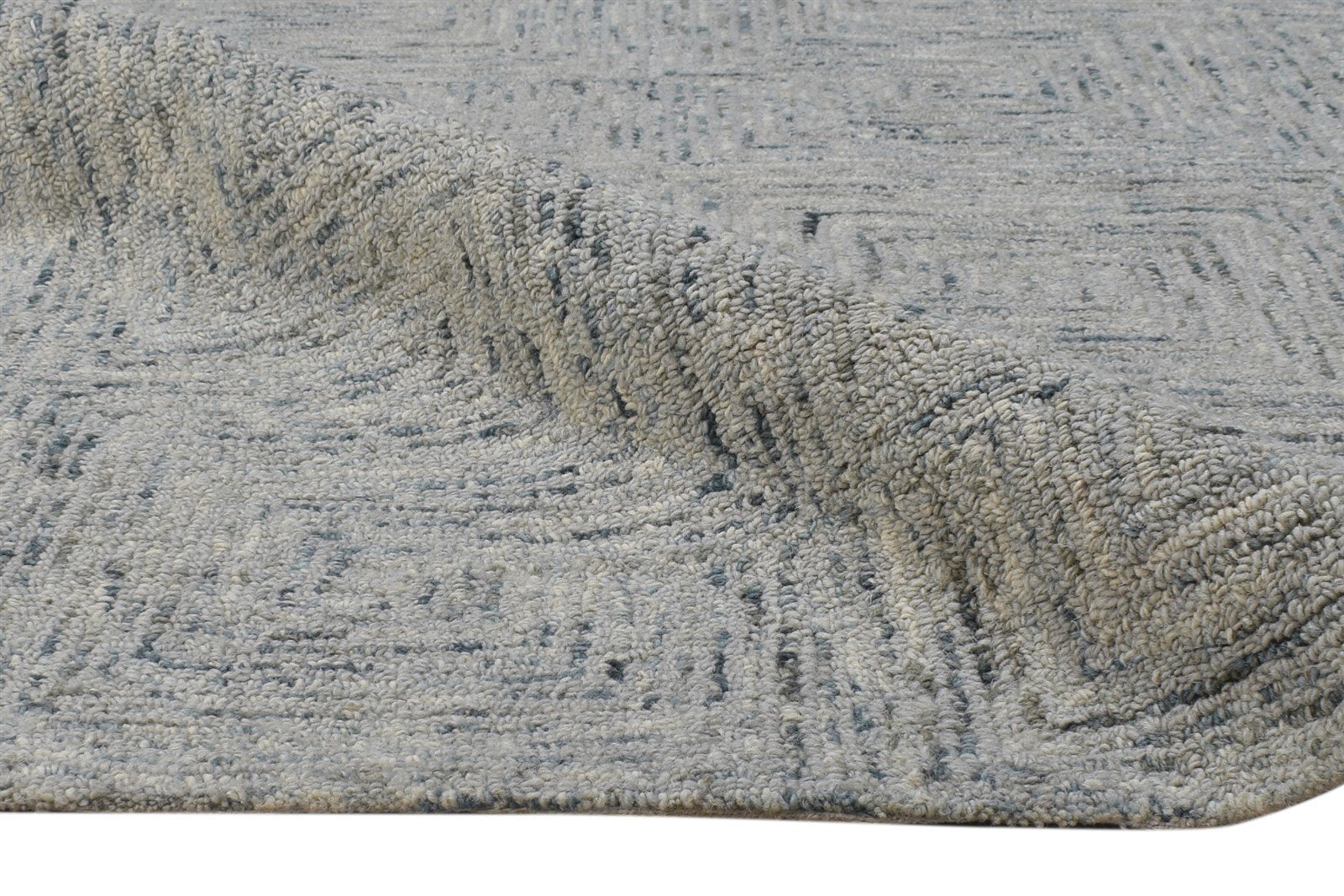 Hand Tufted Grey Wool Rug 8' X 10' Modern Scandinavian Geometric Large Carpet 7864780750997