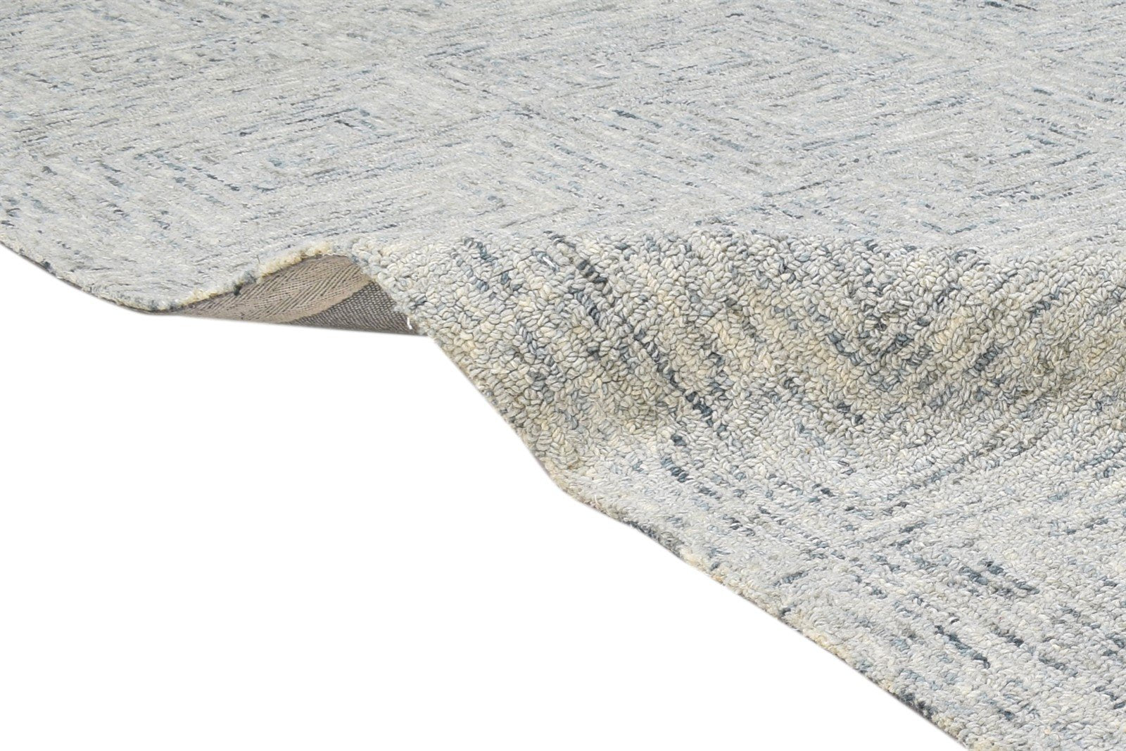 Hand Tufted Grey Wool Rug 8' X 10' Modern Scandinavian Geometric Large Carpet 7864780750997