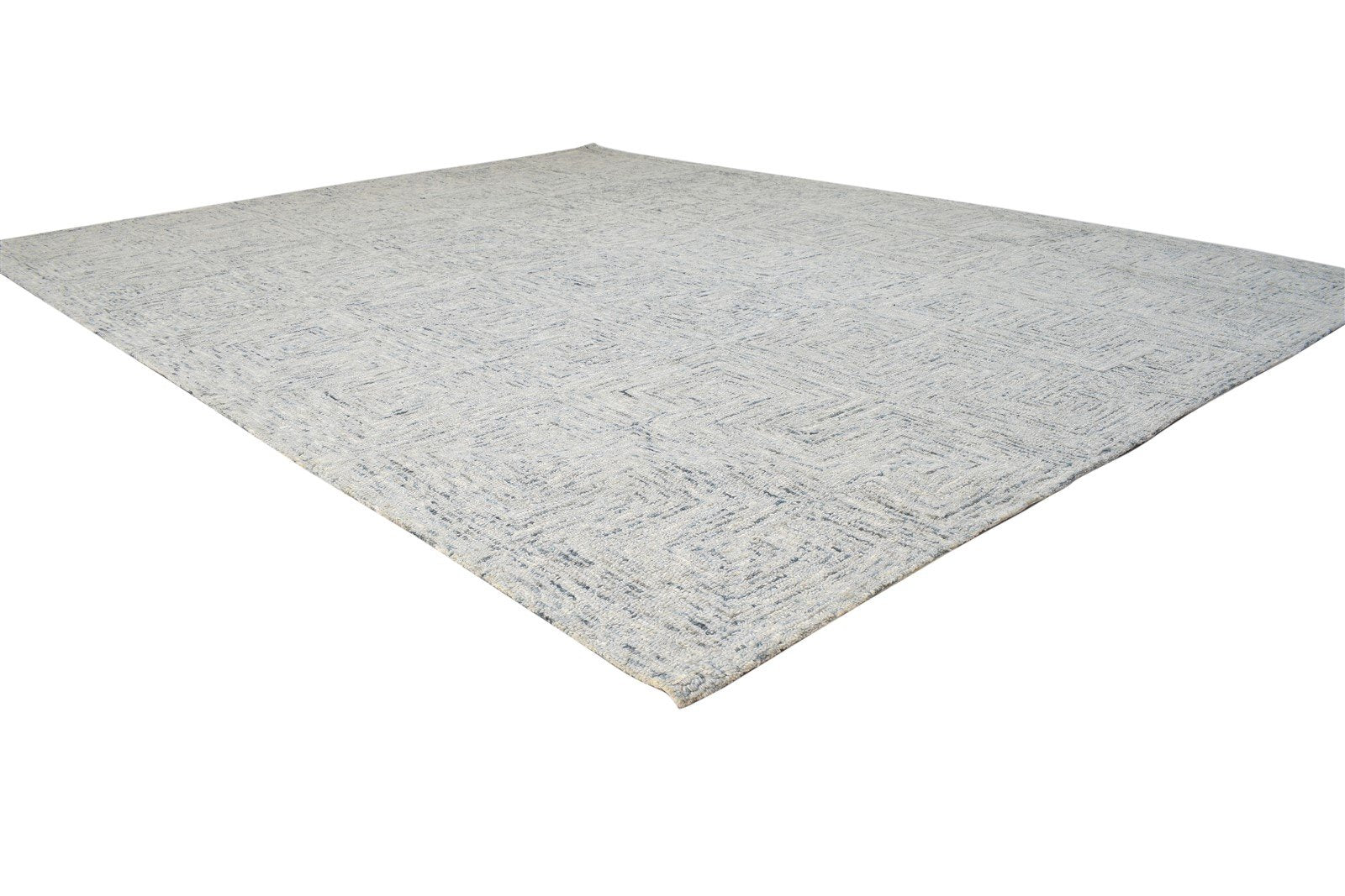 Hand Tufted Grey Wool Rug 8' X 10' Modern Scandinavian Geometric Large Carpet 7864780750997
