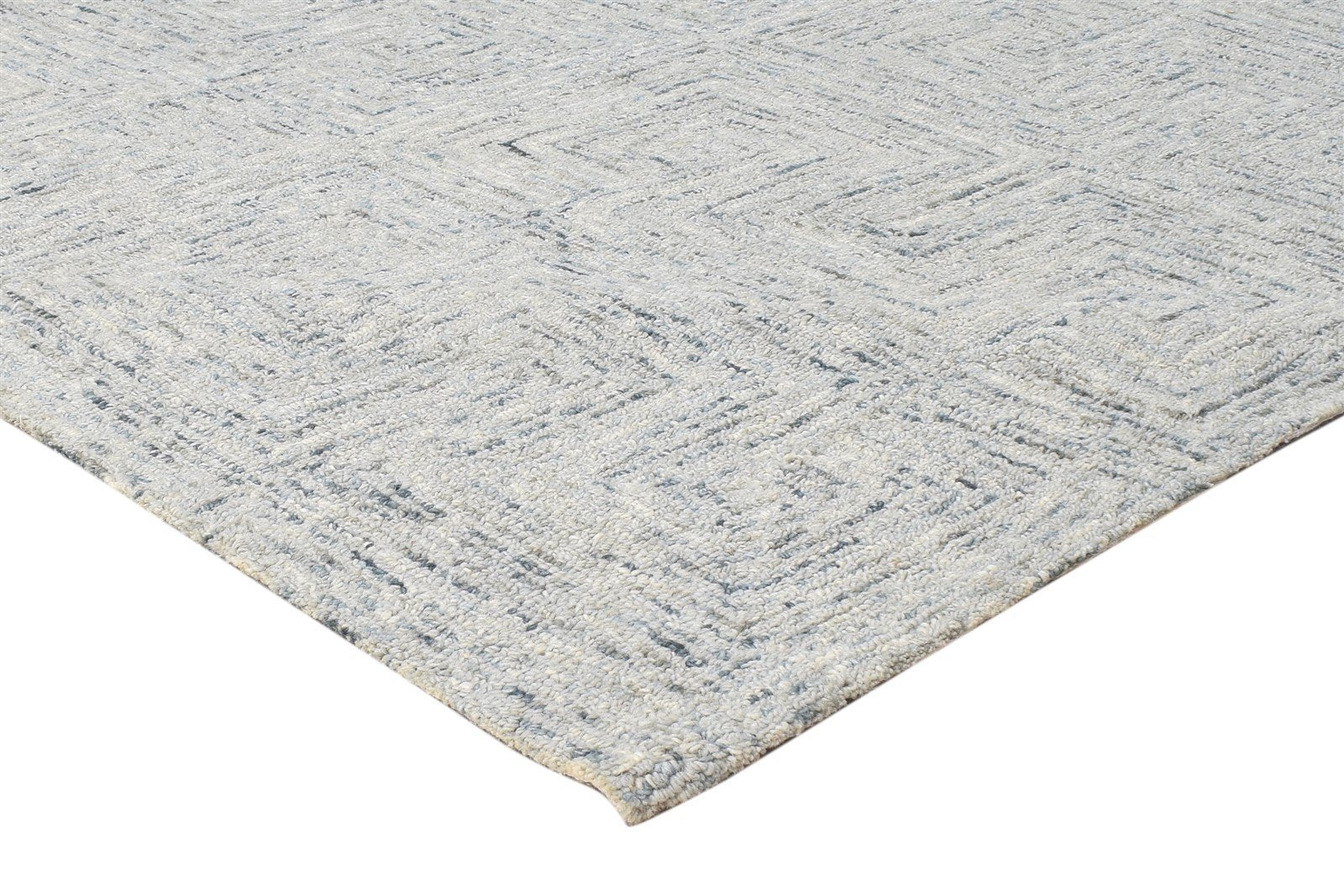 Hand Tufted Grey Wool Rug 8' X 10' Modern Scandinavian Geometric Large Carpet 7864780750997