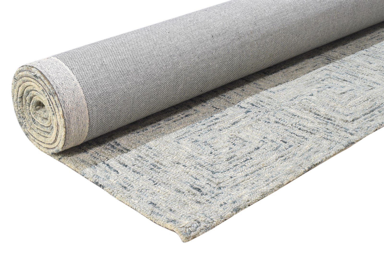 Hand Tufted Grey Wool Rug 8' X 10' Modern Scandinavian Geometric Large Carpet 7864780750997