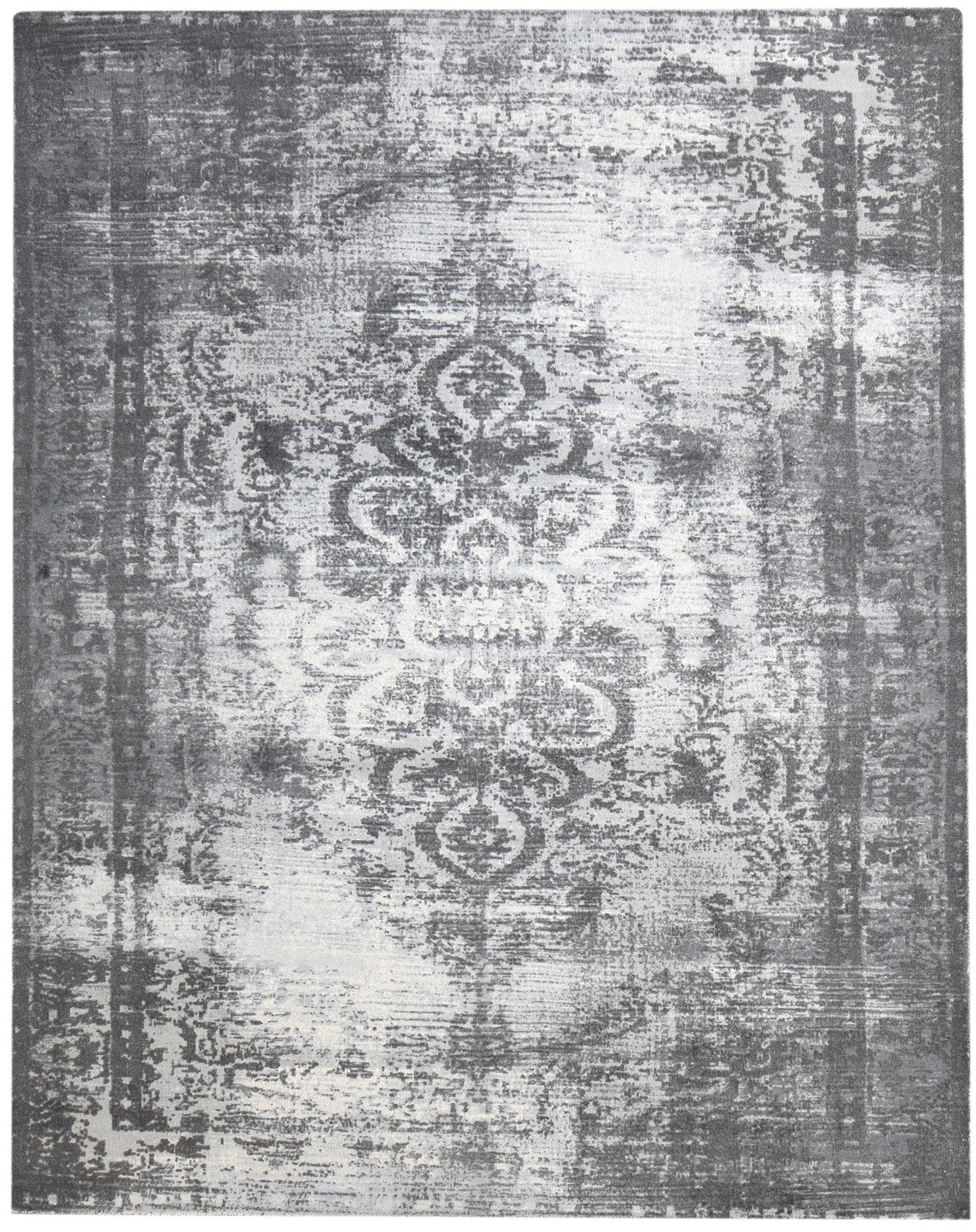 Hand Tufted Grey Wool Rug 8' X 10' Transitional Oriental Medallion Large Carpet 7864627495061