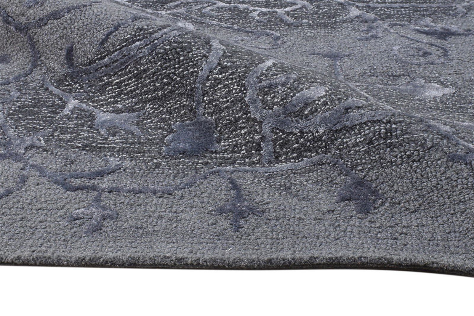 Hand Tufted Grey Wool / Silk Rug 3' X 4' Modern American Abstract Small Carpet 7865179340949