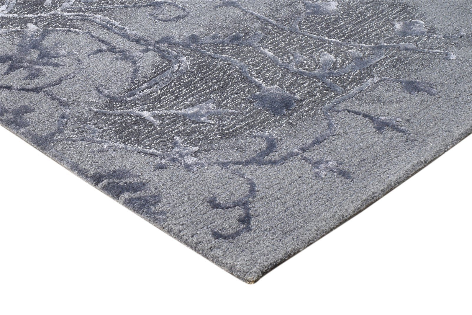 Hand Tufted Grey Wool / Silk Rug 3' X 4' Modern American Abstract Small Carpet 7865179340949