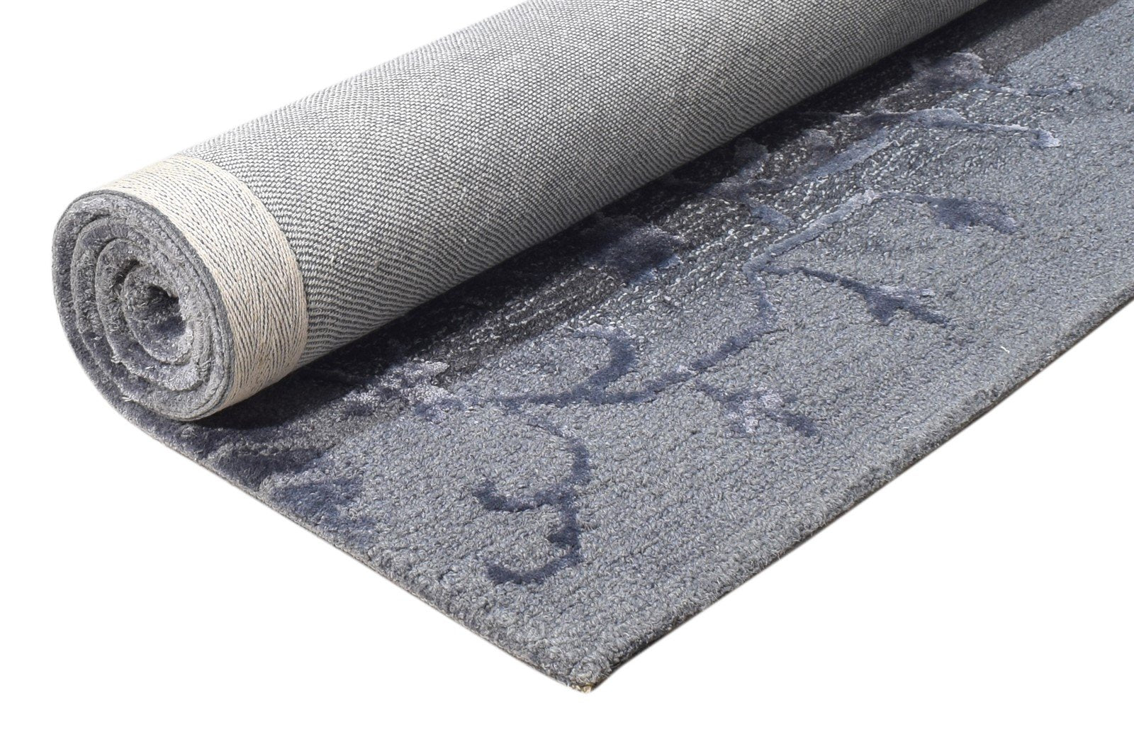 Hand Tufted Grey Wool / Silk Rug 3' X 4' Modern American Abstract Small Carpet 7865179340949