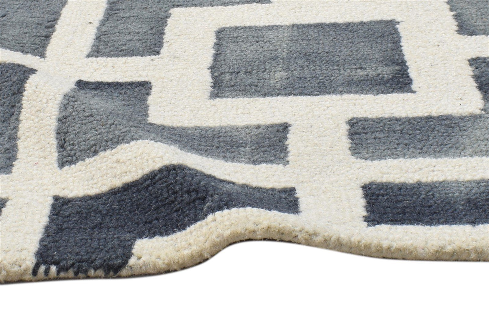 Hand Tufted Ivory Wool Rug 2' X 2' Modern Moroccan Geometric Small Carpet 7864125063317