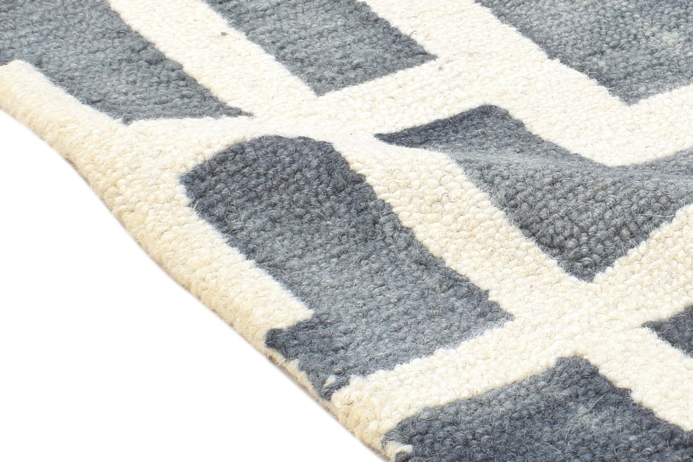 Hand Tufted Ivory Wool Rug 2' X 2' Modern Moroccan Geometric Small Carpet 7864125063317