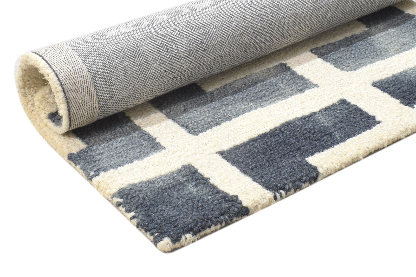 Hand Tufted Ivory Wool Rug 2' X 2' Modern Moroccan Geometric Small Carpet 7864125063317