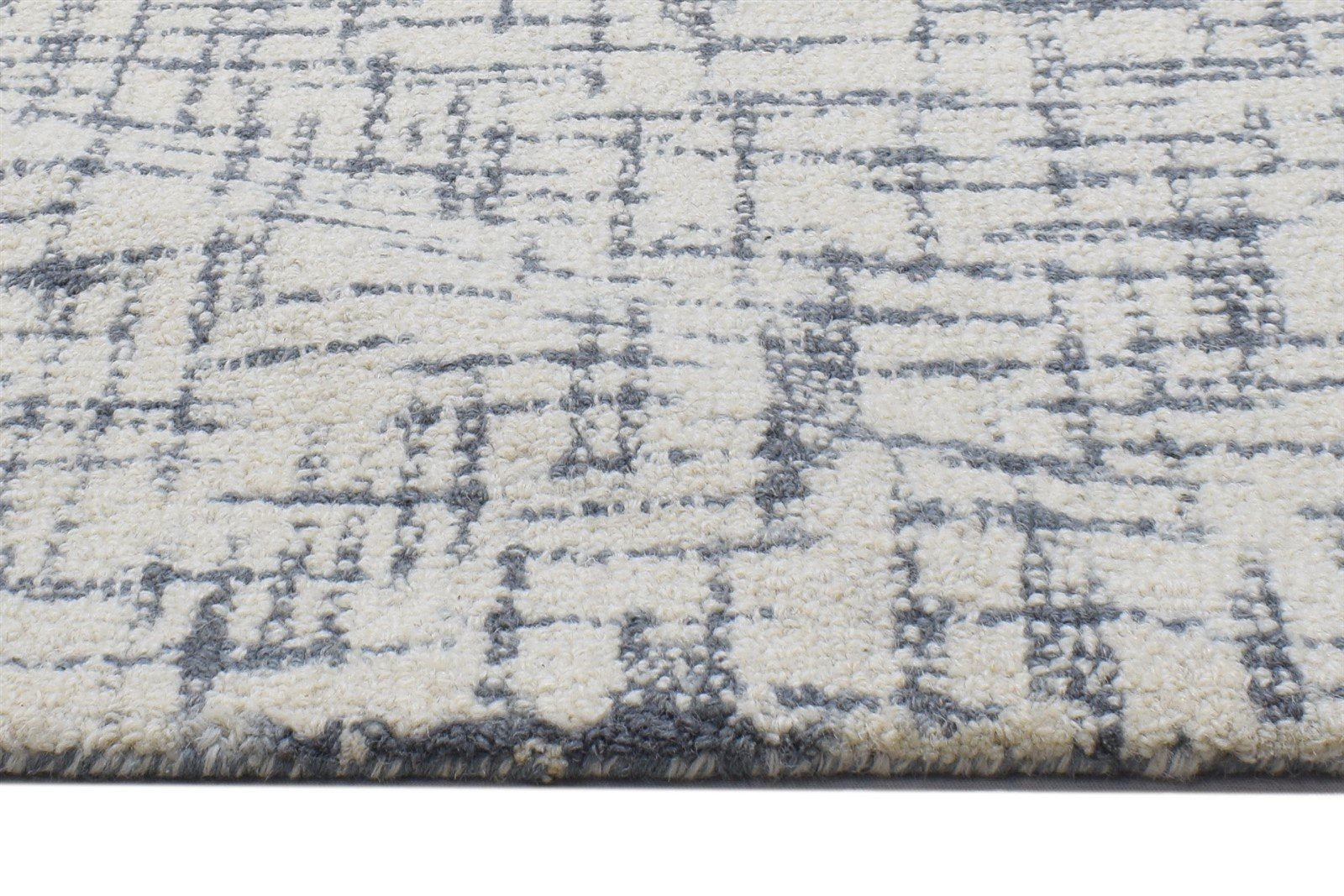 Hand Tufted Ivory Wool Rug 2' X 3' Modern French Abstract Small Carpet 7864134205589