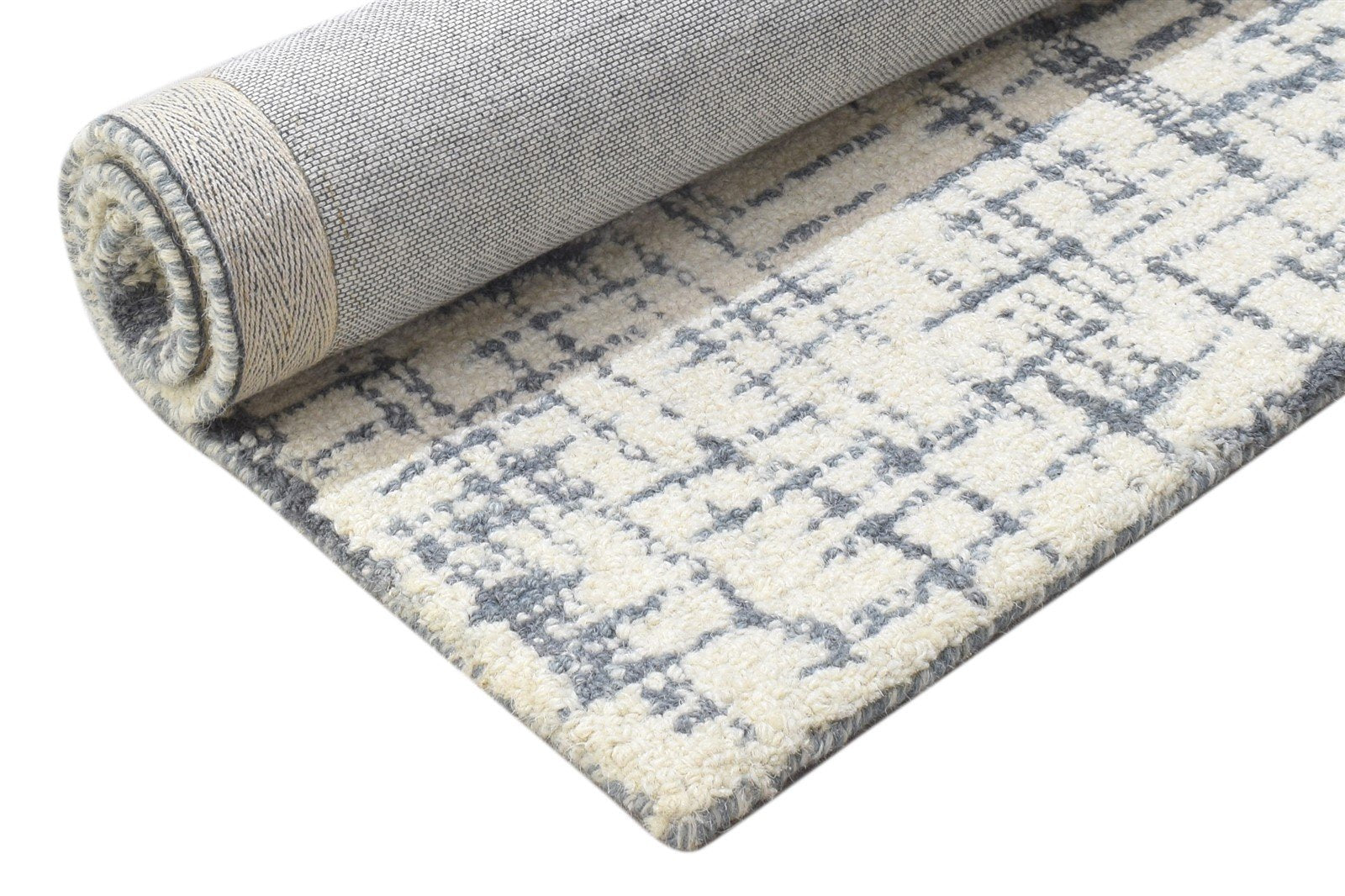 Hand Tufted Ivory Wool Rug 2' X 3' Modern French Abstract Small Carpet 7864134205589