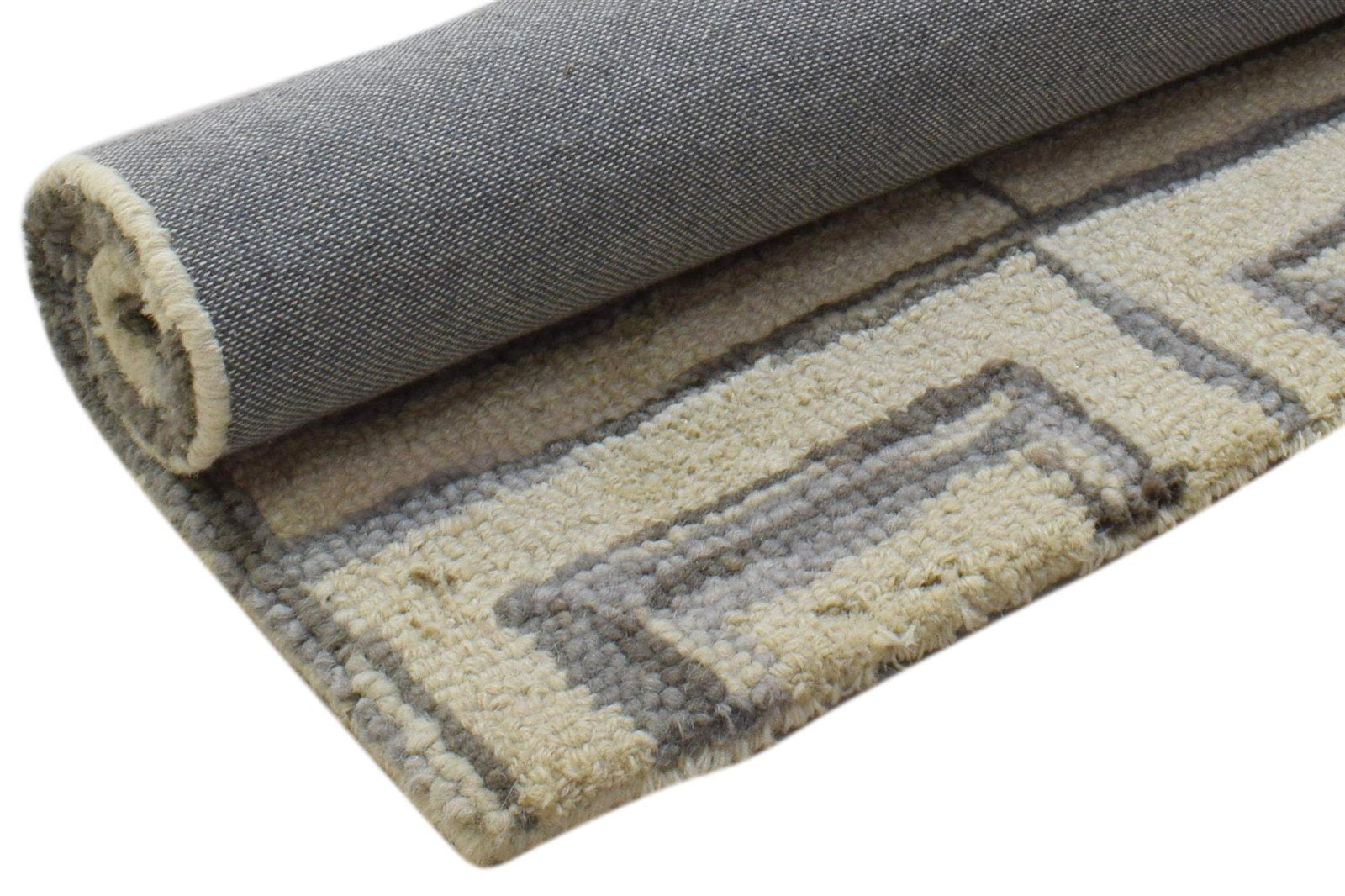 Hand Tufted Ivory Wool Rug 2' X 3' Modern Scandinavian Geometric Small Carpet 7860708540565
