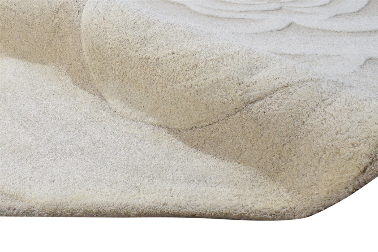 Hand Tufted Ivory Wool Rug 5' X 8' Modern French Floral Room Size Carpet 7864995971221