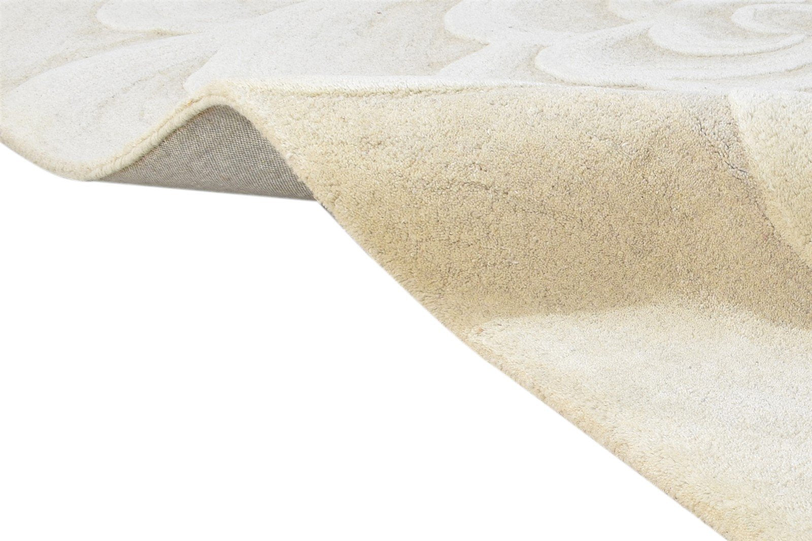 Hand Tufted Ivory Wool Rug 5' X 8' Modern French Floral Room Size Carpet 7864995971221