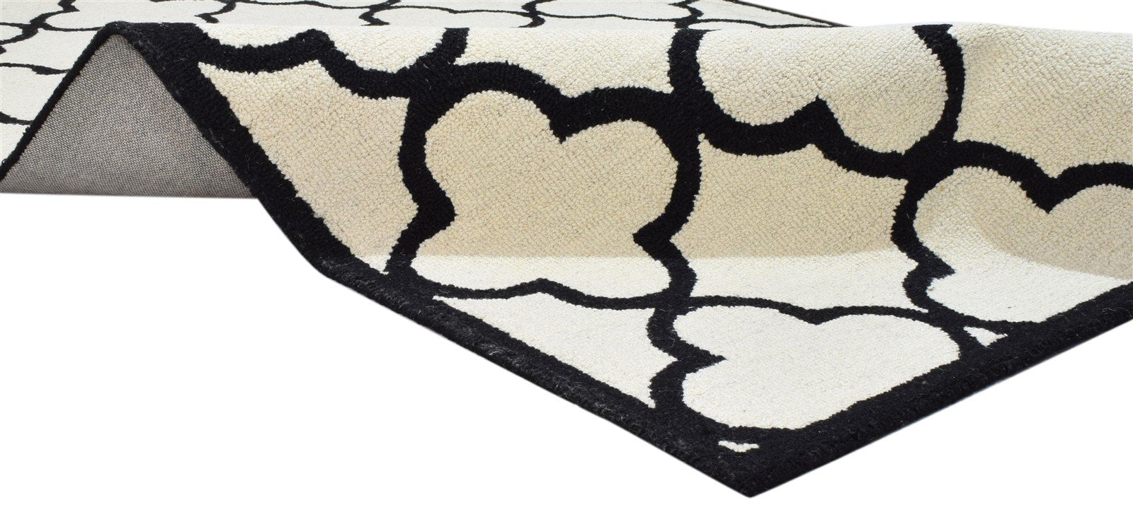 Hand Tufted Ivory Wool Rug 5' X 8' Modern Moroccan Trellis Room Size Carpet 7860684357781