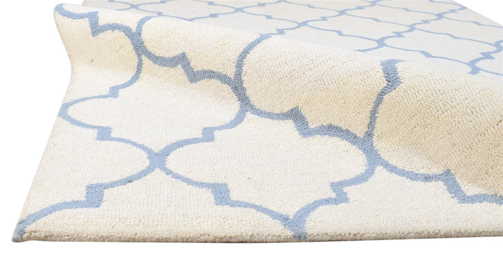 Hand Tufted Ivory Wool Rug 5' X 8' Modern Moroccan Trellis Room Size Carpet 7860686717077