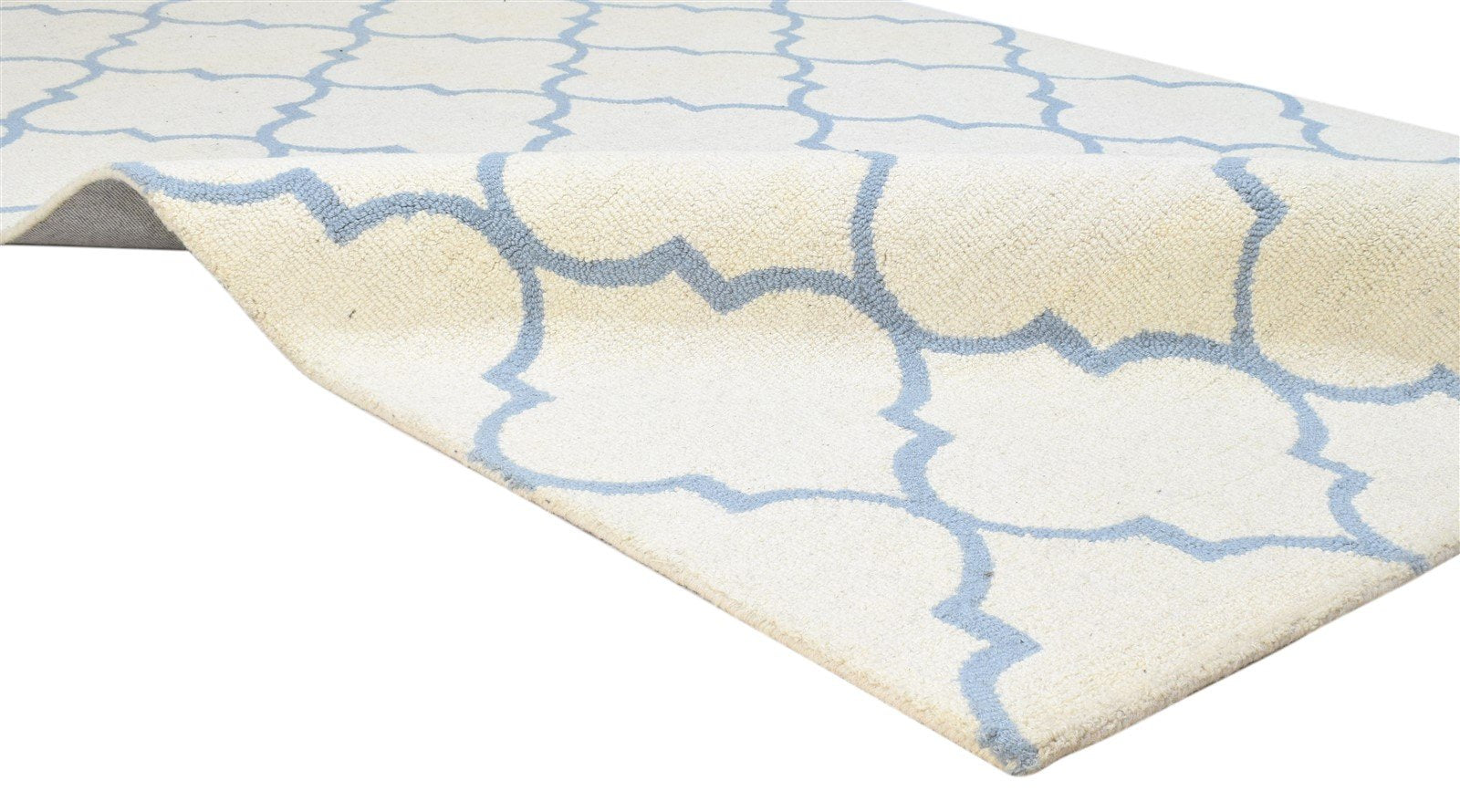 Hand Tufted Ivory Wool Rug 5' X 8' Modern Moroccan Trellis Room Size Carpet 7860686717077