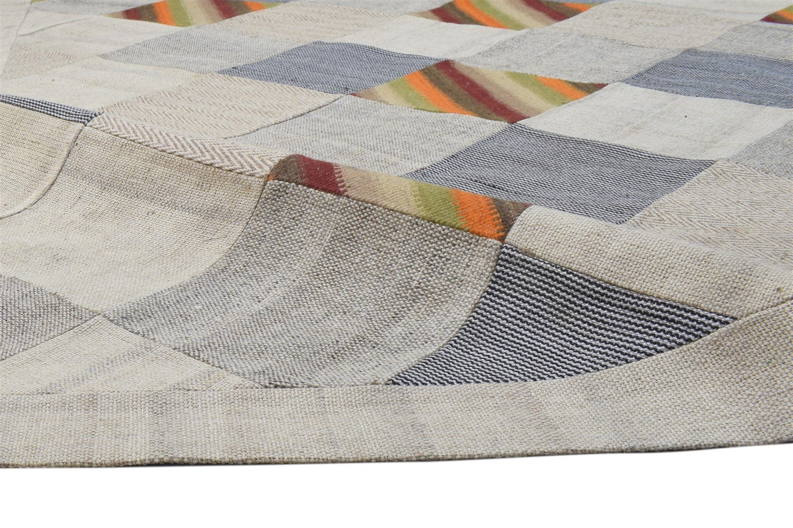 Hand Tufted Ivory Wool Rug 7' X 10' Modern Scandinavian Geometric Large Carpet 7864110874773