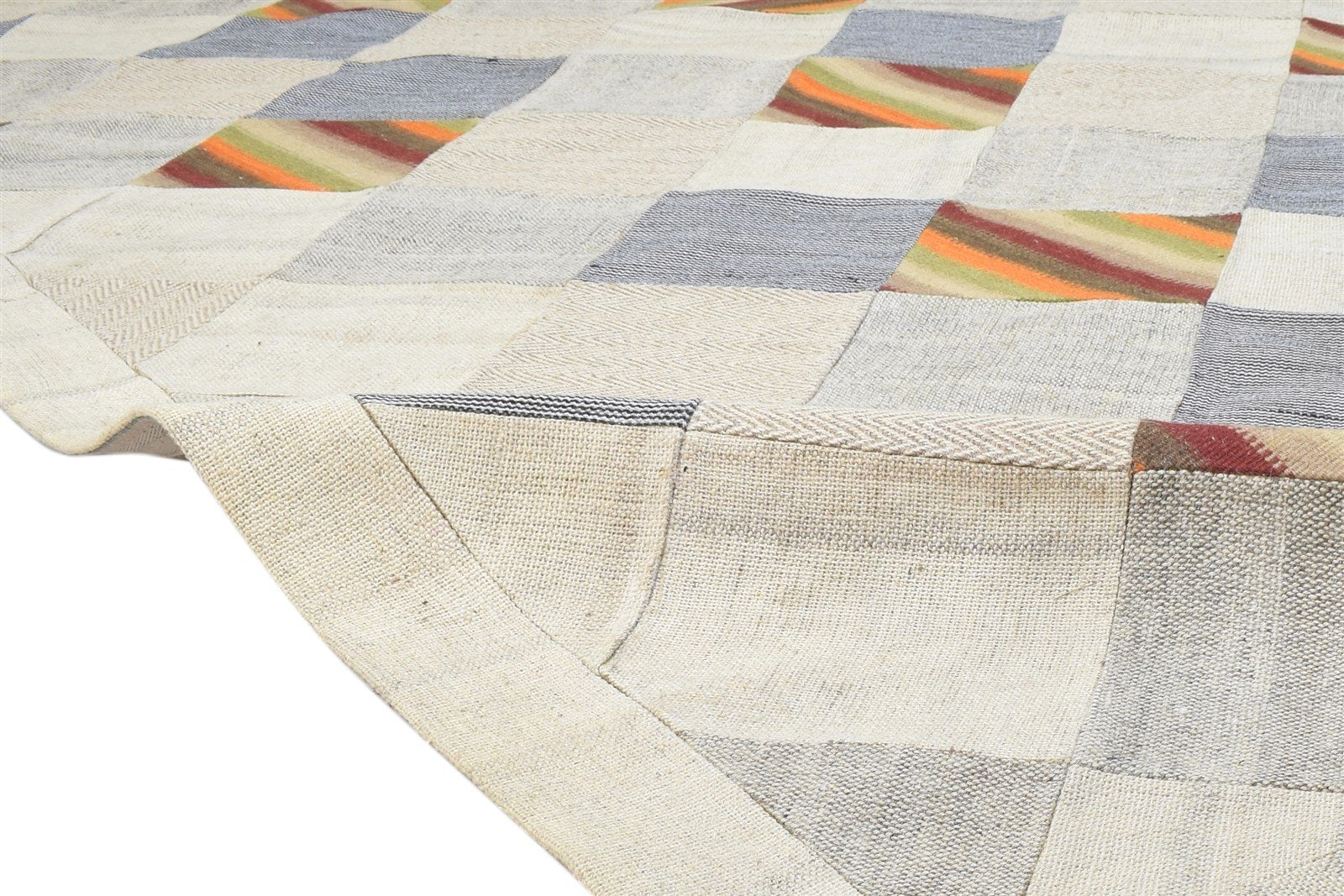 Hand Tufted Ivory Wool Rug 7' X 10' Modern Scandinavian Geometric Large Carpet 7864110874773