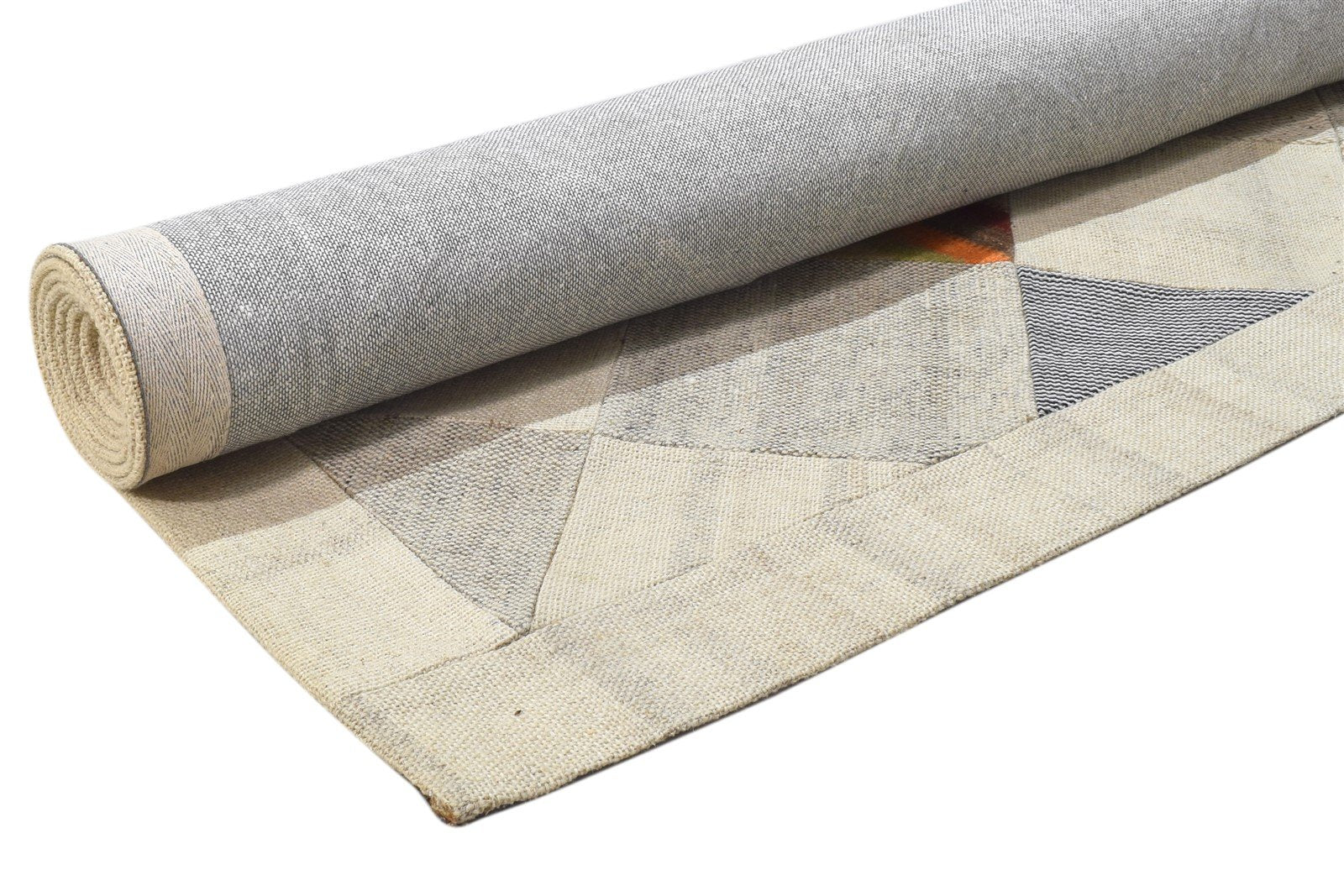 Hand Tufted Ivory Wool Rug 7' X 10' Modern Scandinavian Geometric Large Carpet 7864110874773
