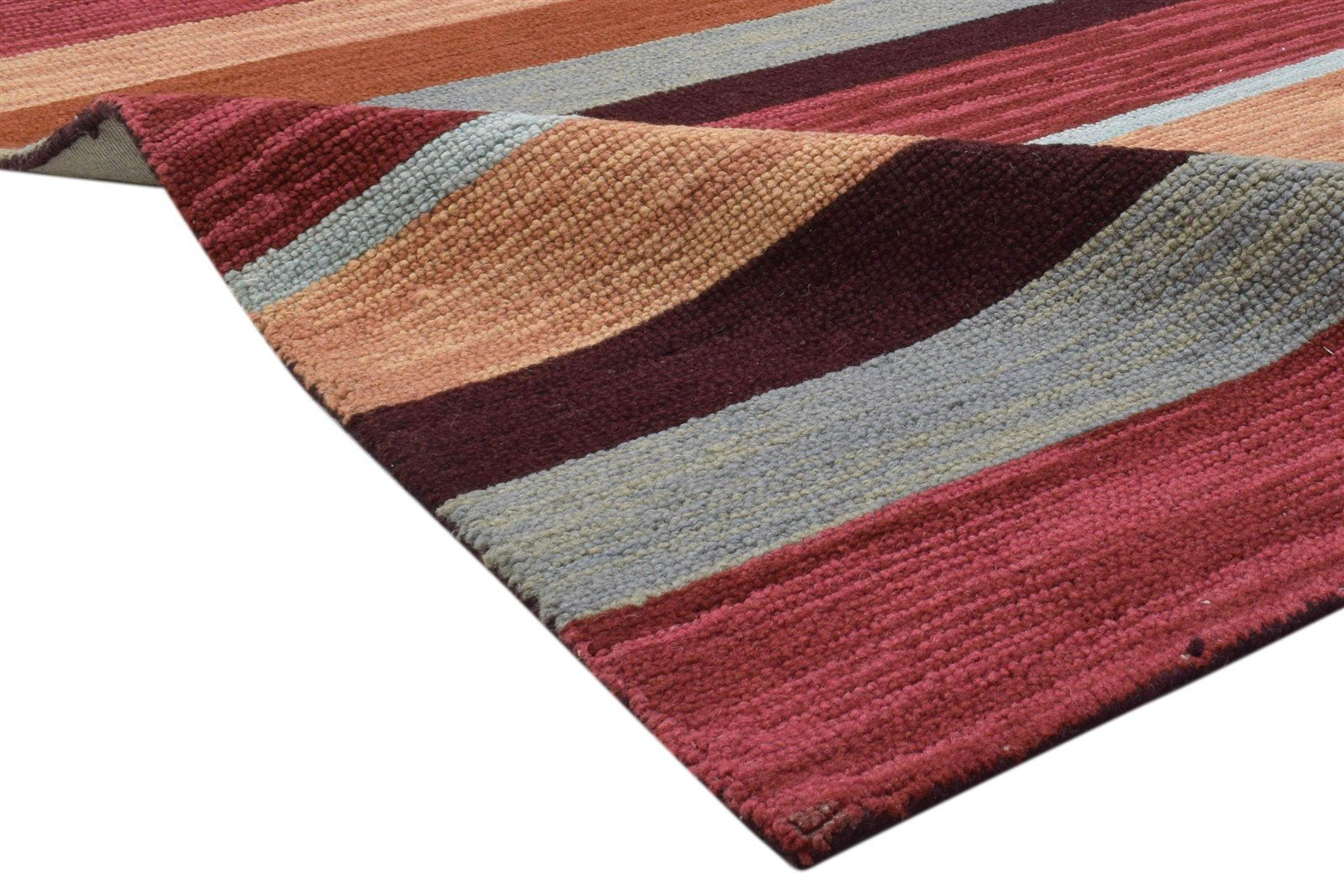 Hand Tufted Multi Color Wool Rug 5X8 Modern Scandinavian Striped Room Size 7860706705557