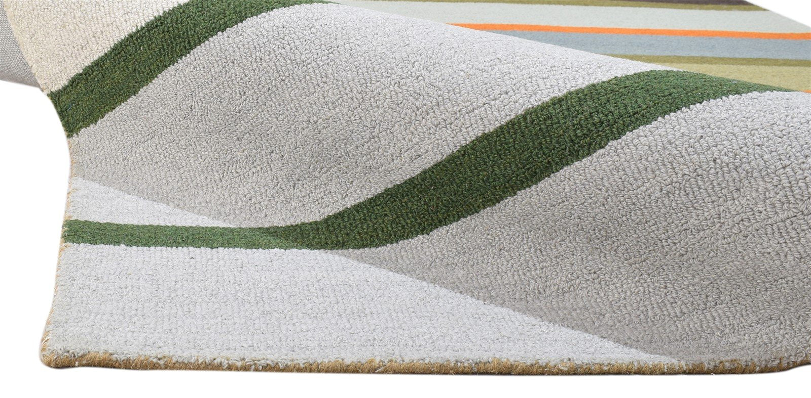 Hand Tufted Multi Color Wool Rug 5X8 Modern Scandinavian Striped Room Size 7860685308053