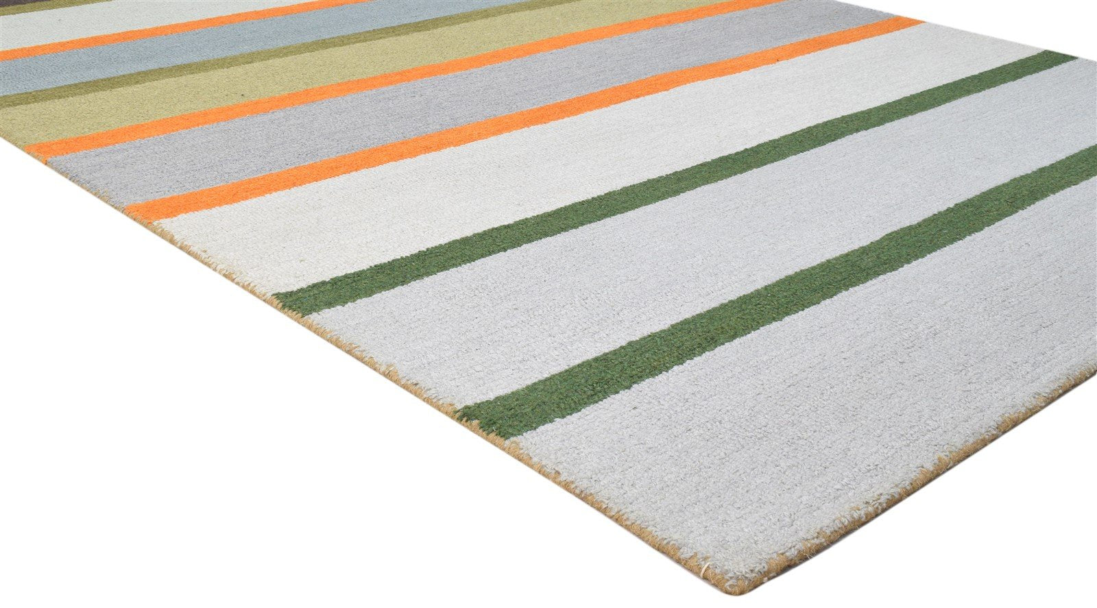 Hand Tufted Multi Color Wool Rug 5X8 Modern Scandinavian Striped Room Size 7860685308053