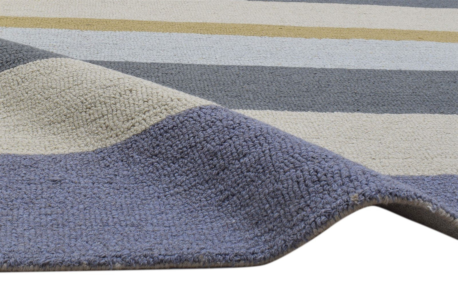 Hand Tufted Multi Color Wool Rug 5X8 Modern Scandinavian Striped Room Size 7860704608405