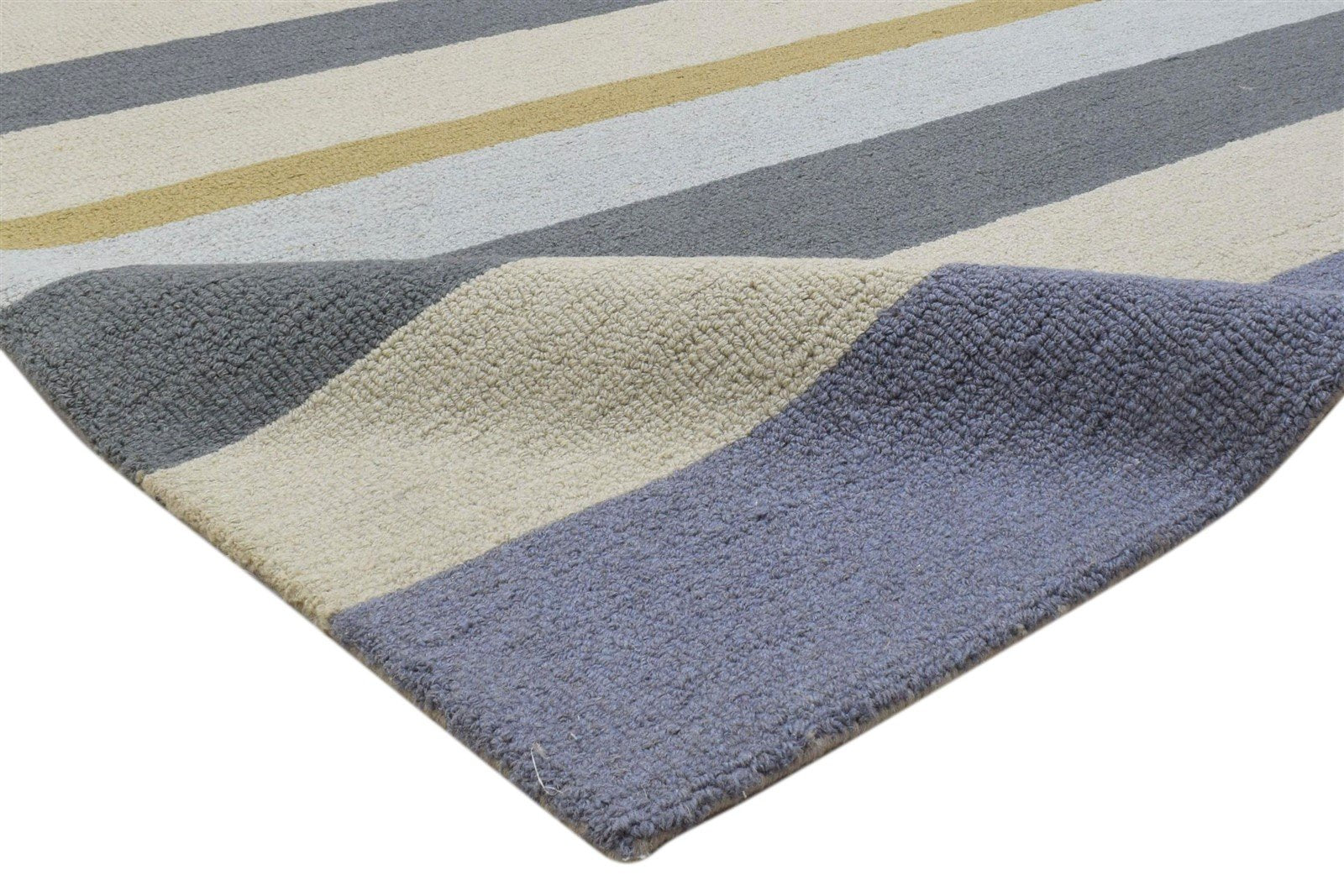 Hand Tufted Multi Color Wool Rug 5X8 Modern Scandinavian Striped Room Size 7860704608405