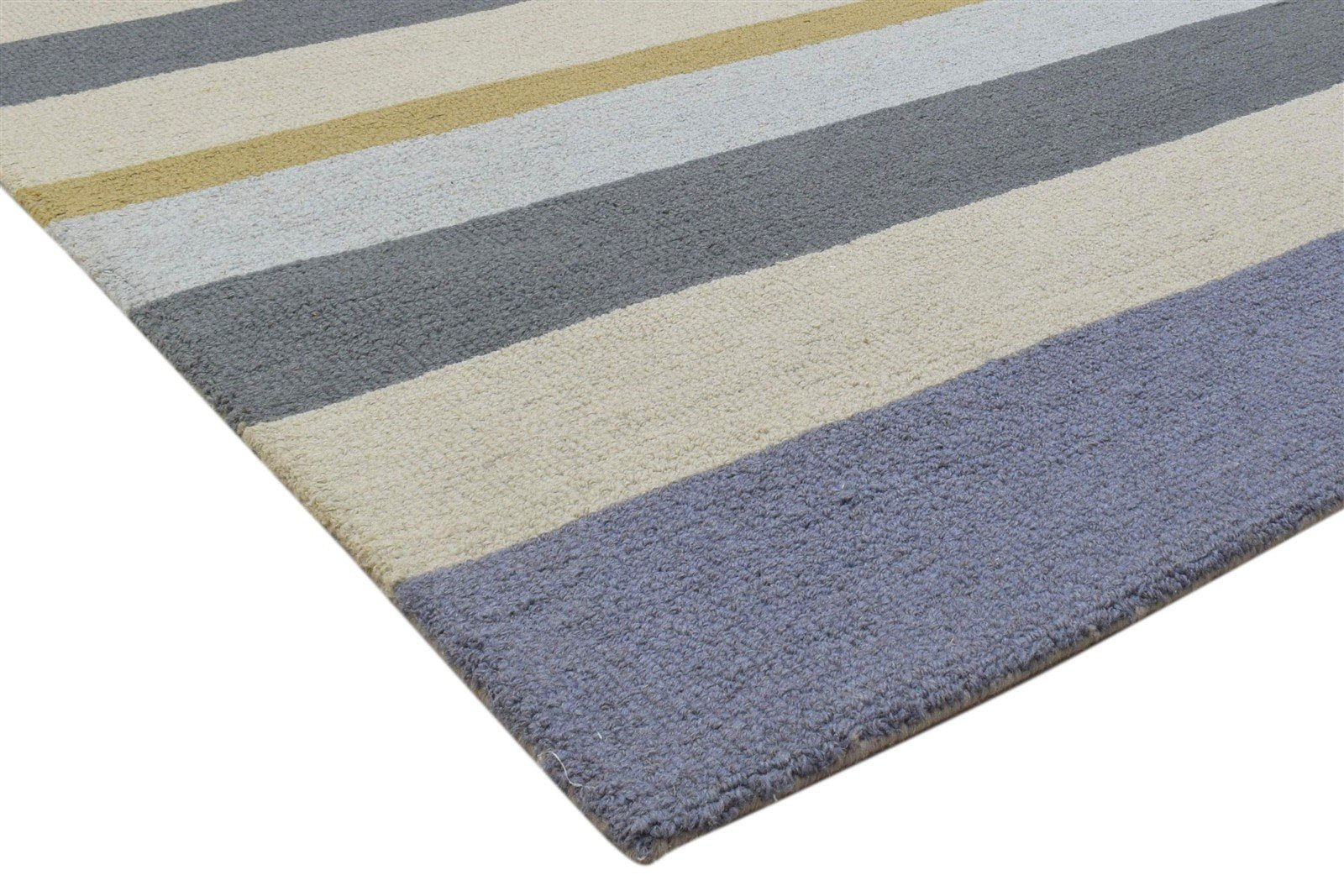 Hand Tufted Multi Color Wool Rug 5X8 Modern Scandinavian Striped Room Size 7860704608405