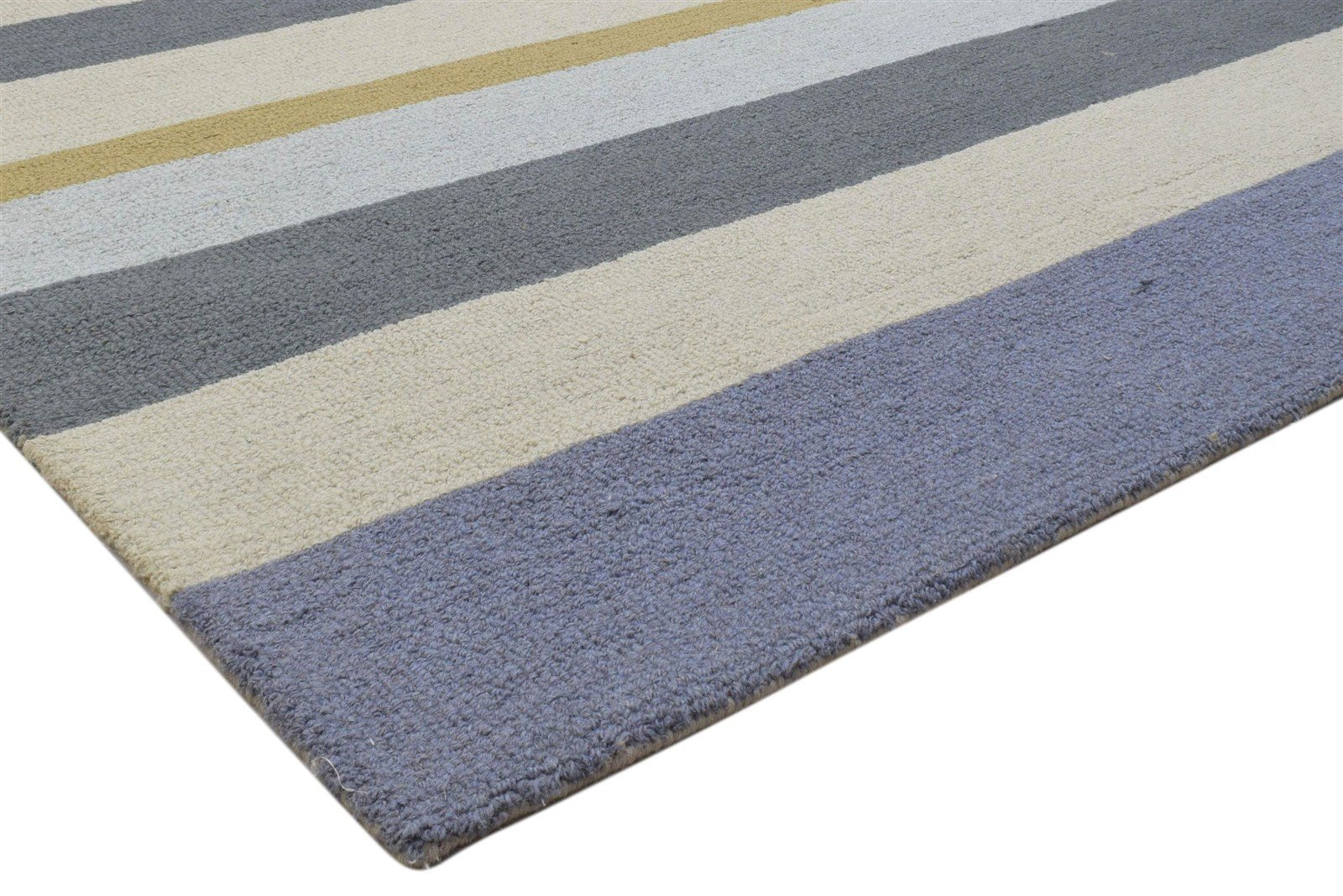 Hand Tufted Multi Color Wool Rug 5X8 Modern Scandinavian Striped Room Size 7860704608405