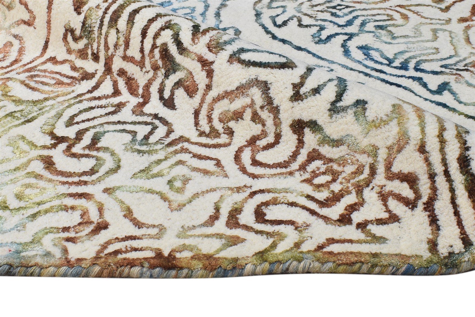 Hand Tufted Off-White Wool Rug 5' X 7' Modern European Damask Room Size Carpet 7865056002197