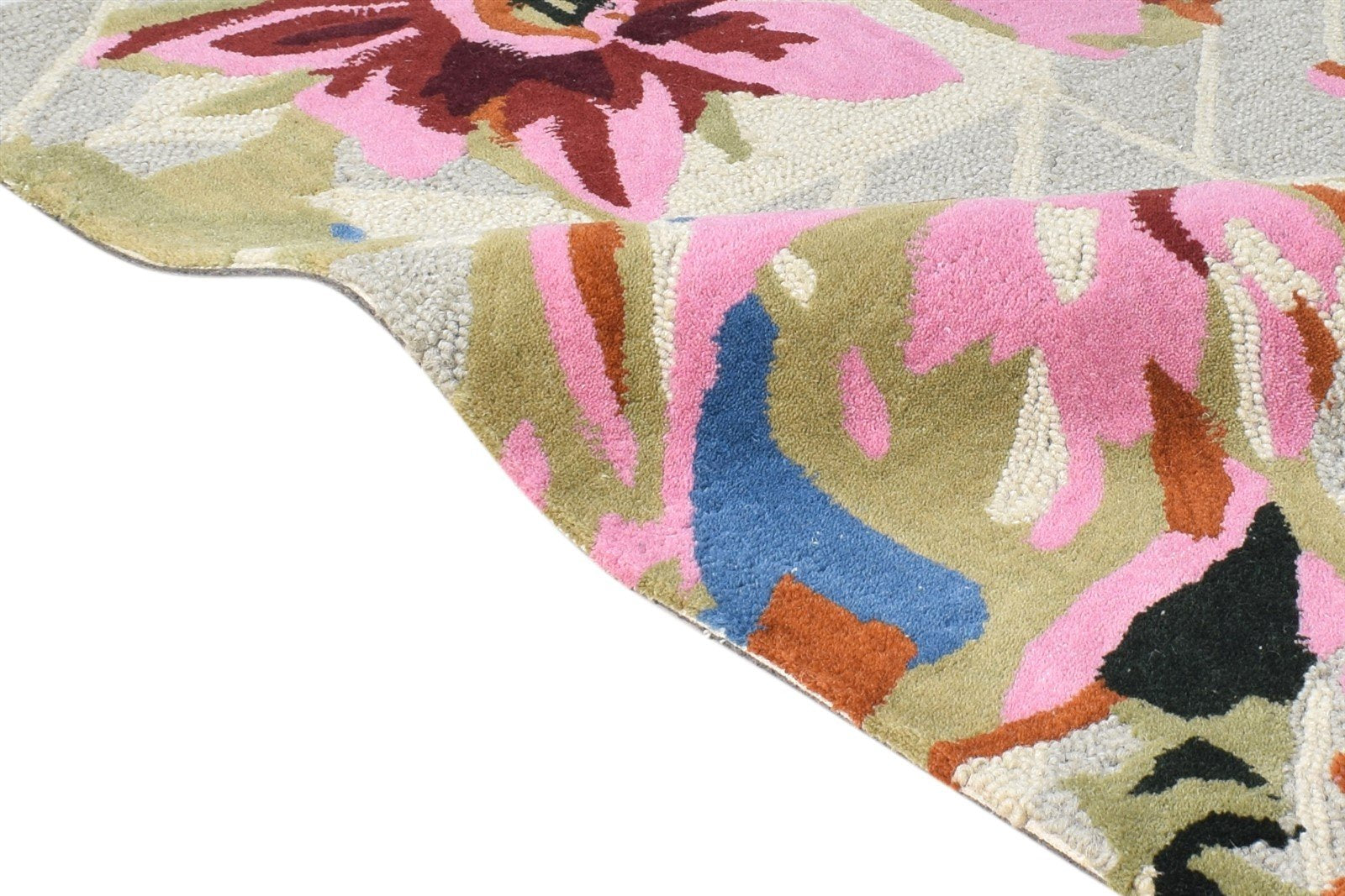 Hand Tufted Pink Wool Rug 2' X 3' Transitional European Floral Small Carpet 7865179930773