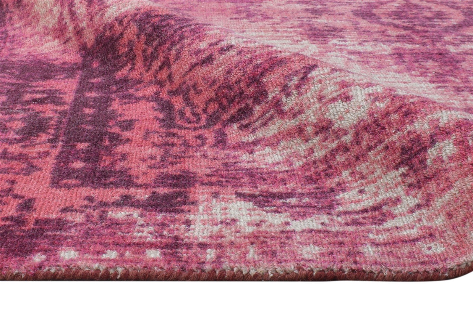 Hand Tufted Pink Wool Rug 5X8 Transitional Oriental Medallion Room Size Carpet 7864628445333