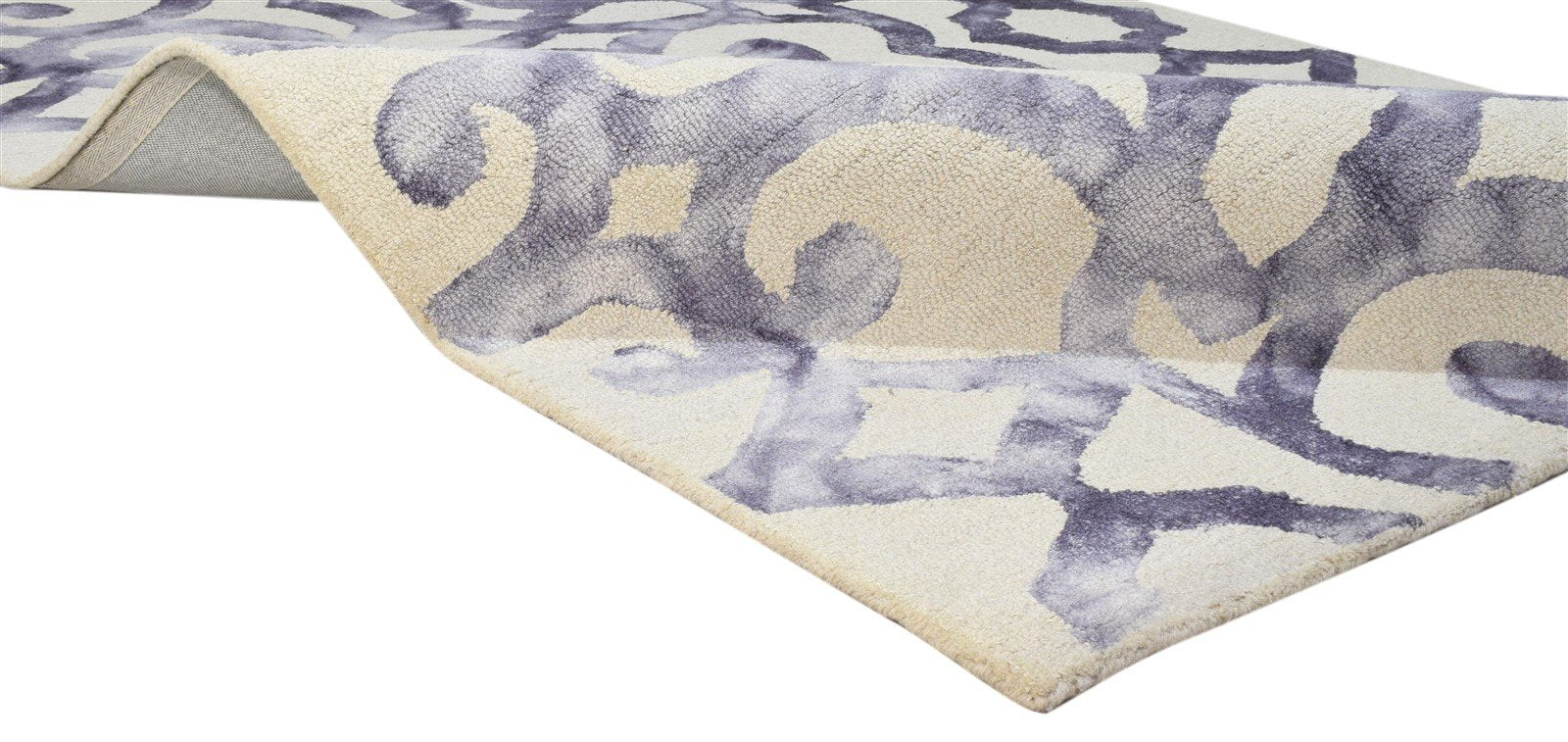 Hand Tufted Purple Wool Rug 5' X 8' Modern Shibori Tie Dye Room Size Carpet 7860684980373