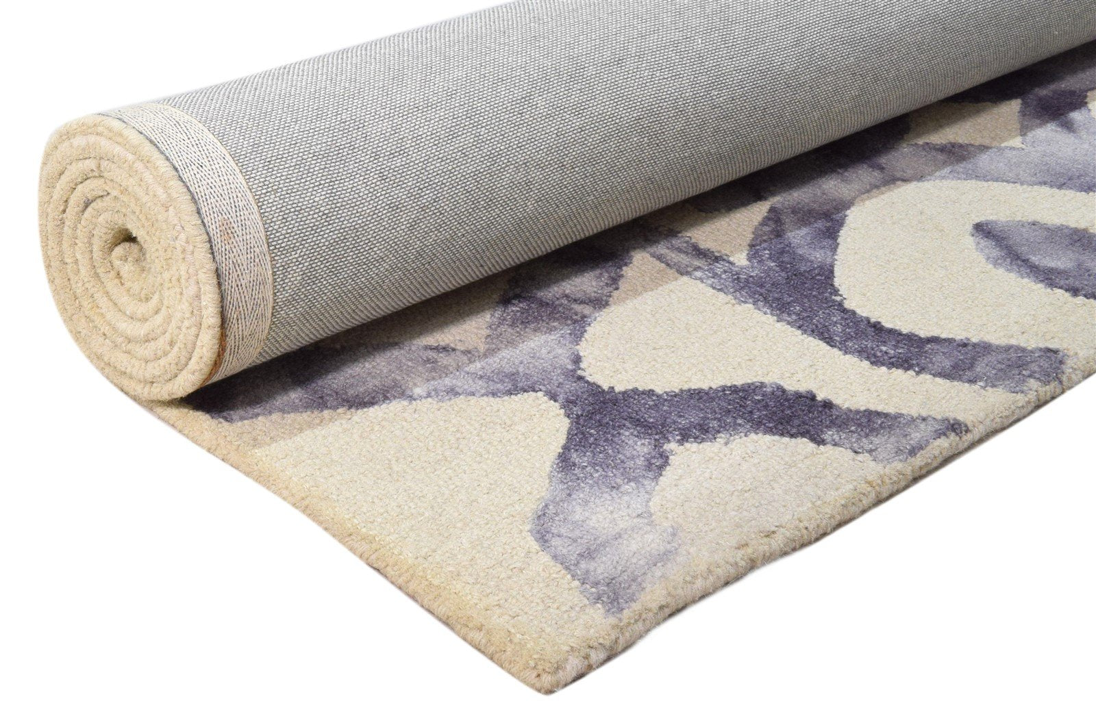 Hand Tufted Purple Wool Rug 5' X 8' Modern Shibori Tie Dye Room Size Carpet 7860684980373