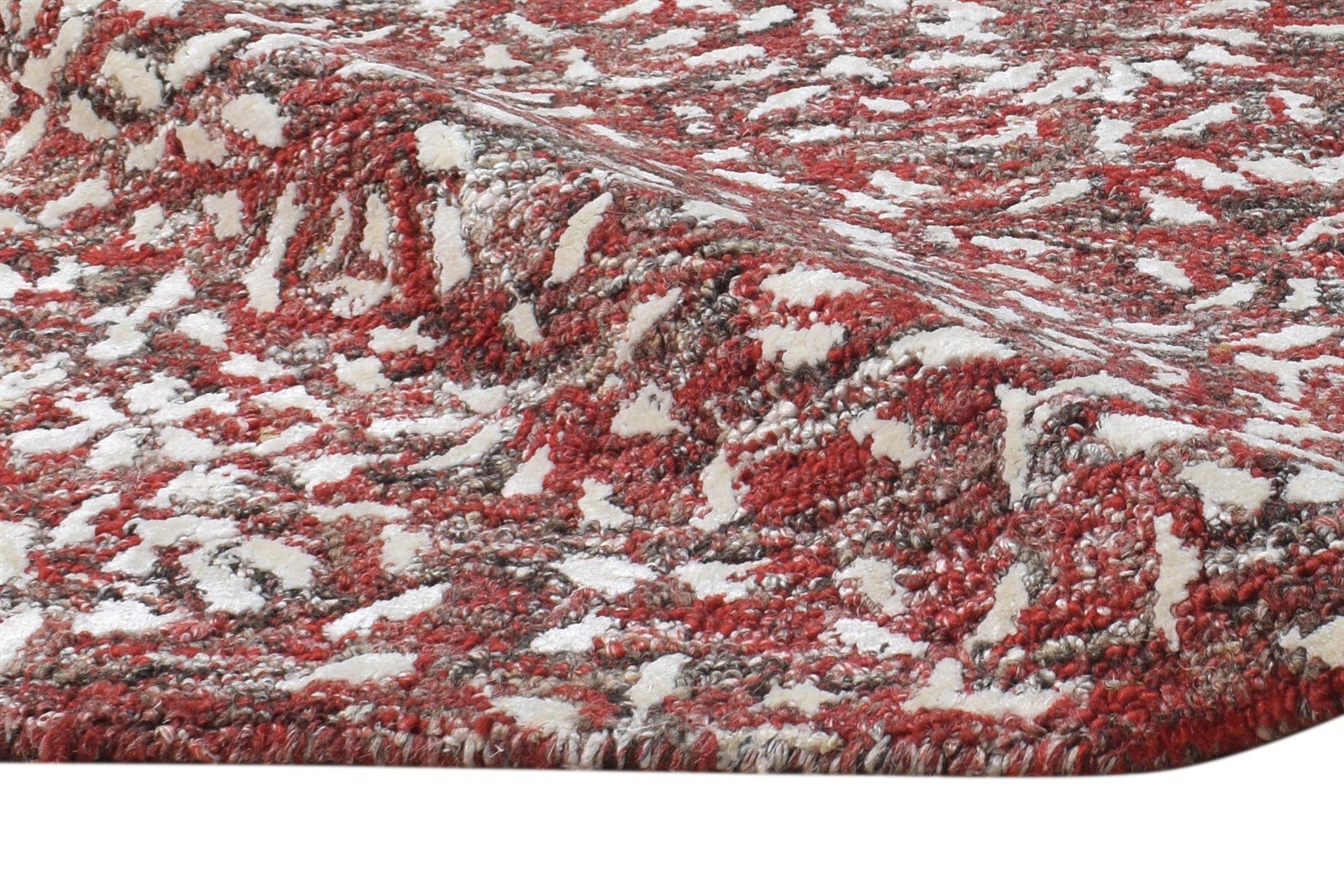 Hand Tufted Red Wool Rug 2' X 3' Modern French Floral Small Carpet 7865076449429